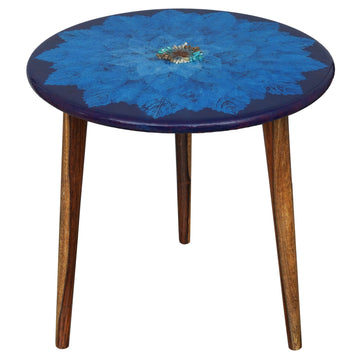 Wooden Round Side Table | Epoxy End Table | Coffee Table | Mid Century Modern Resine | Living Room Furnitur