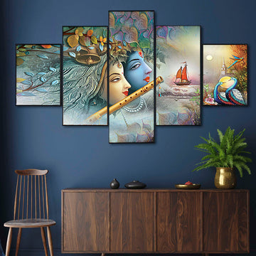 Set Of Five Framed Digital Wall Painting