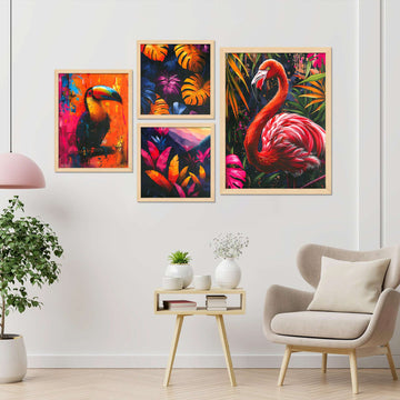 SET OF 4 DIGITAL WALL PAINTING