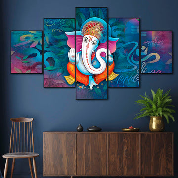 Set Of Five Framed Digital Wall Painting