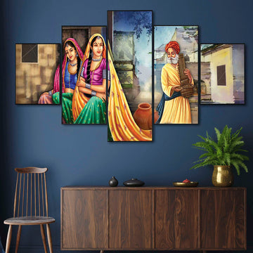 Set Of Five Framed Digital Wall Painting