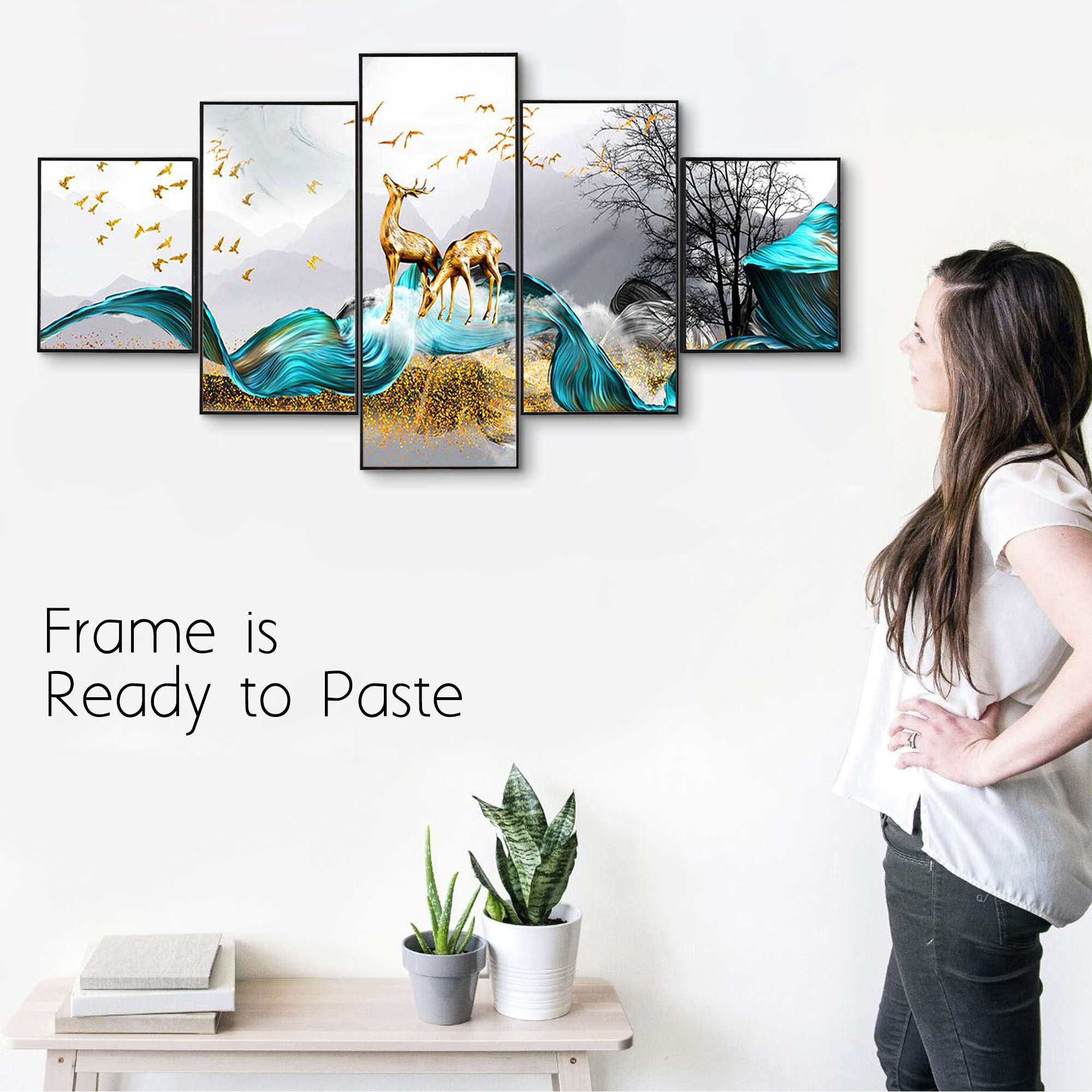 Set Of Five Framed Digital Wall Painting