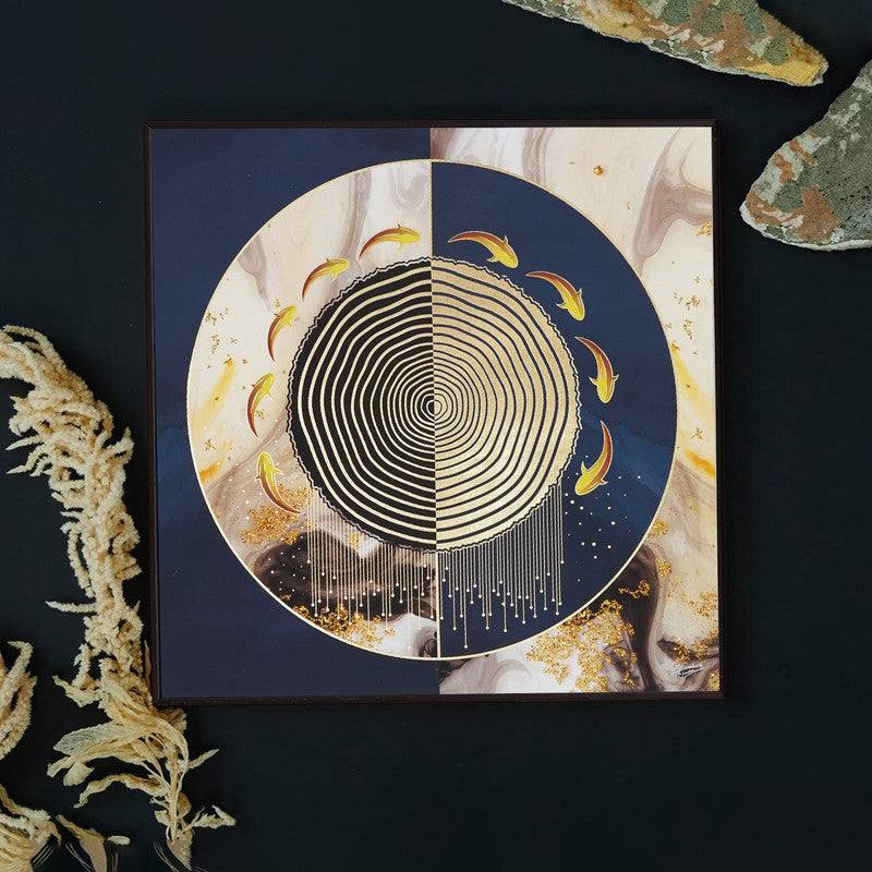 Golden Embossed Wall Painting
