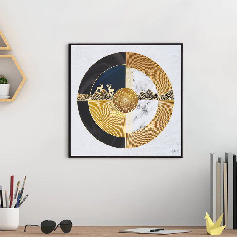 Golden Embossed Wall Painting