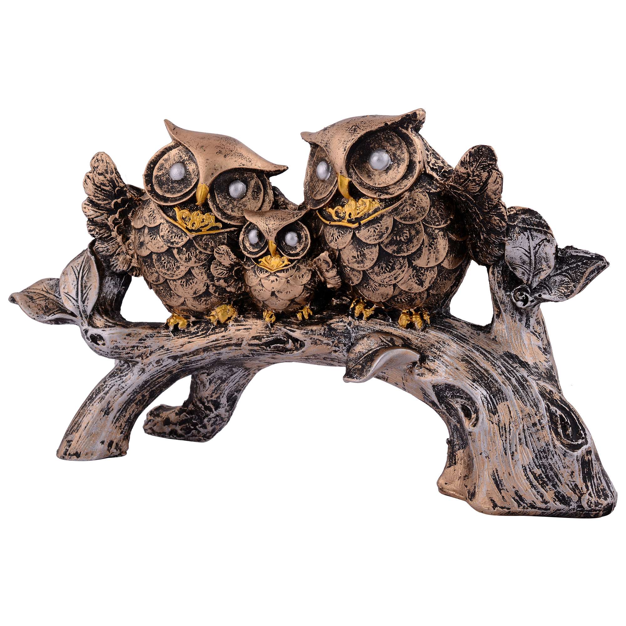 Owl Family Sitting on Tree Decorative Bird Showpieces Statue for Home Decor Living Room Bedroom Wall Shelf Table Top Garden Decoration Items -4