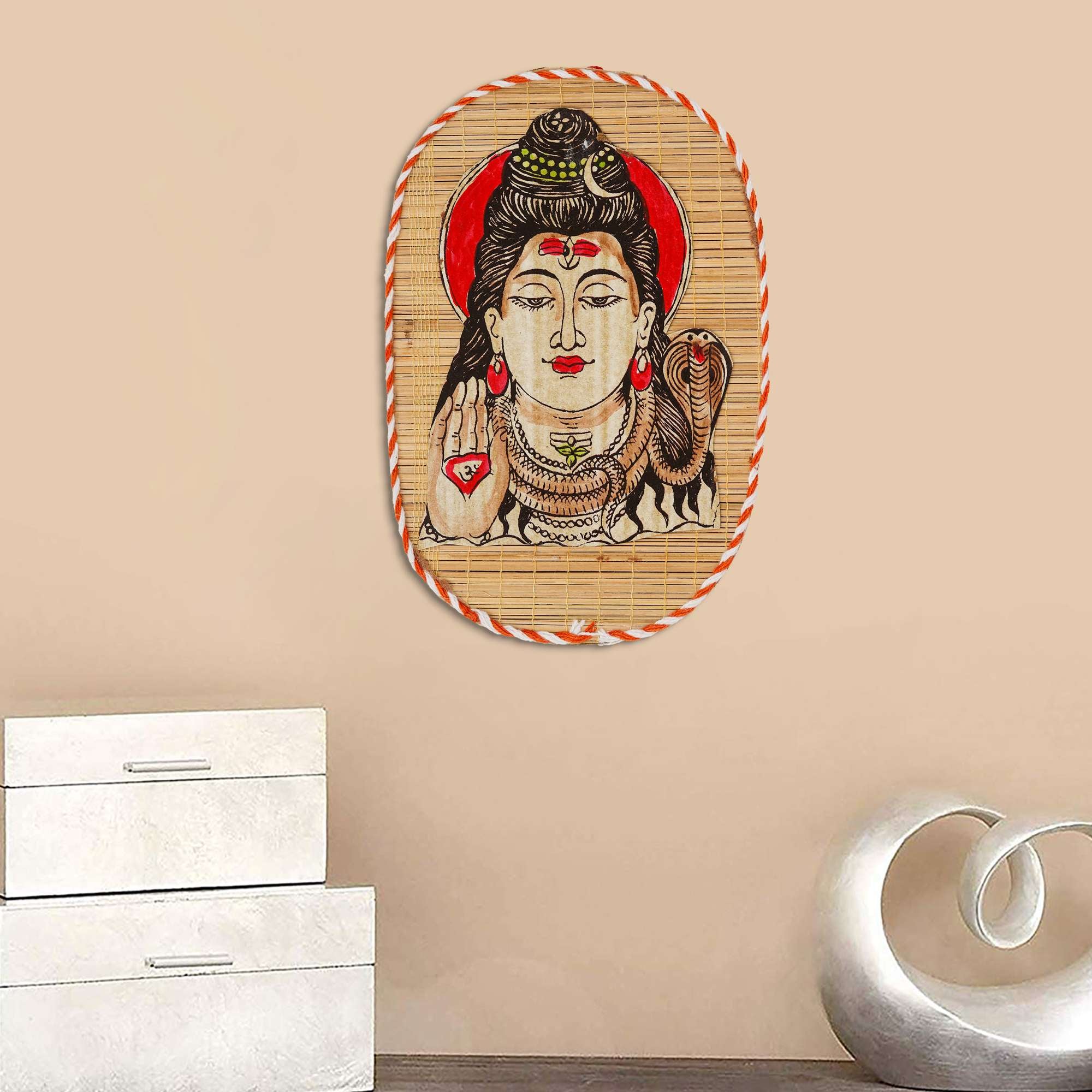 Bamboo Hand Crafted Wall Hangings Of Lord Shiva For Home Decor | Bamboo Art For Wall Decor Painting