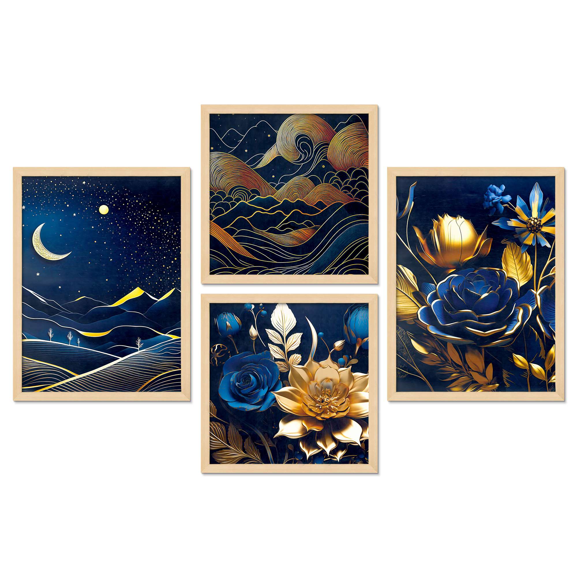 SET OF 4 DIGITAL WALL PAINTING