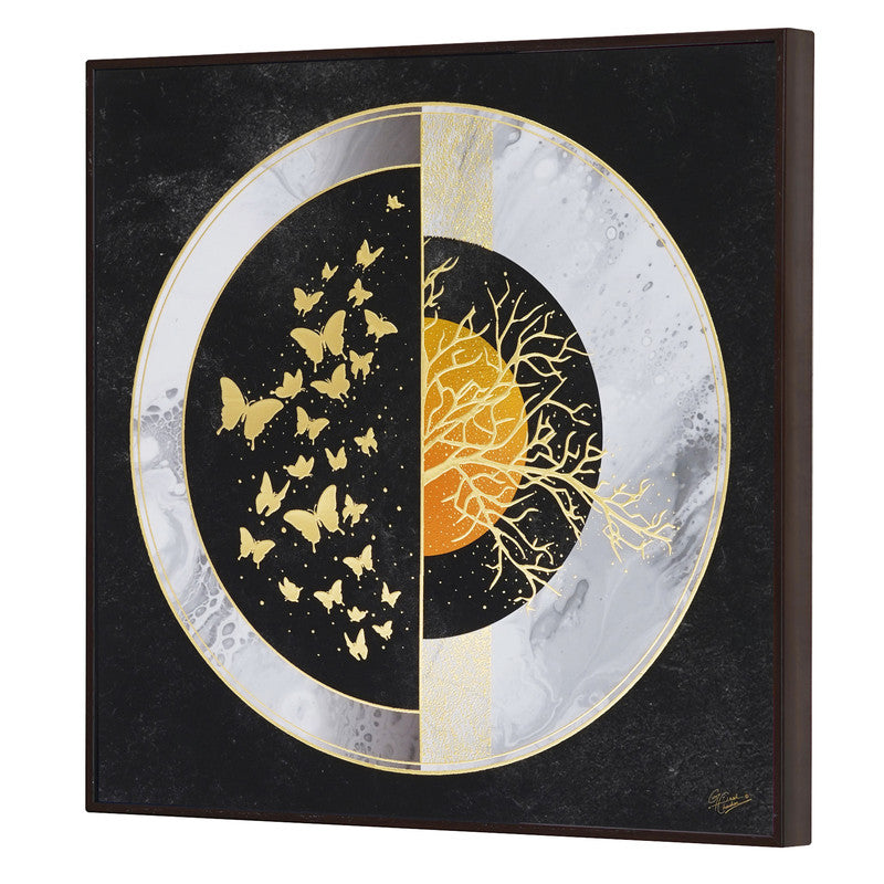 Golden Embossed Wall Painting