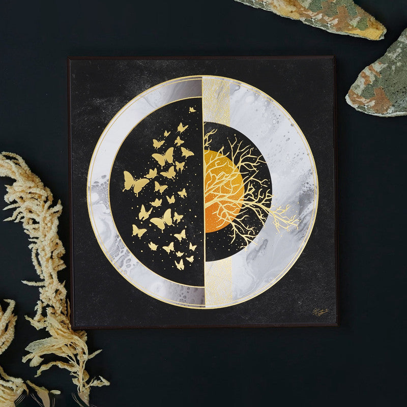 Golden Embossed Wall Painting
