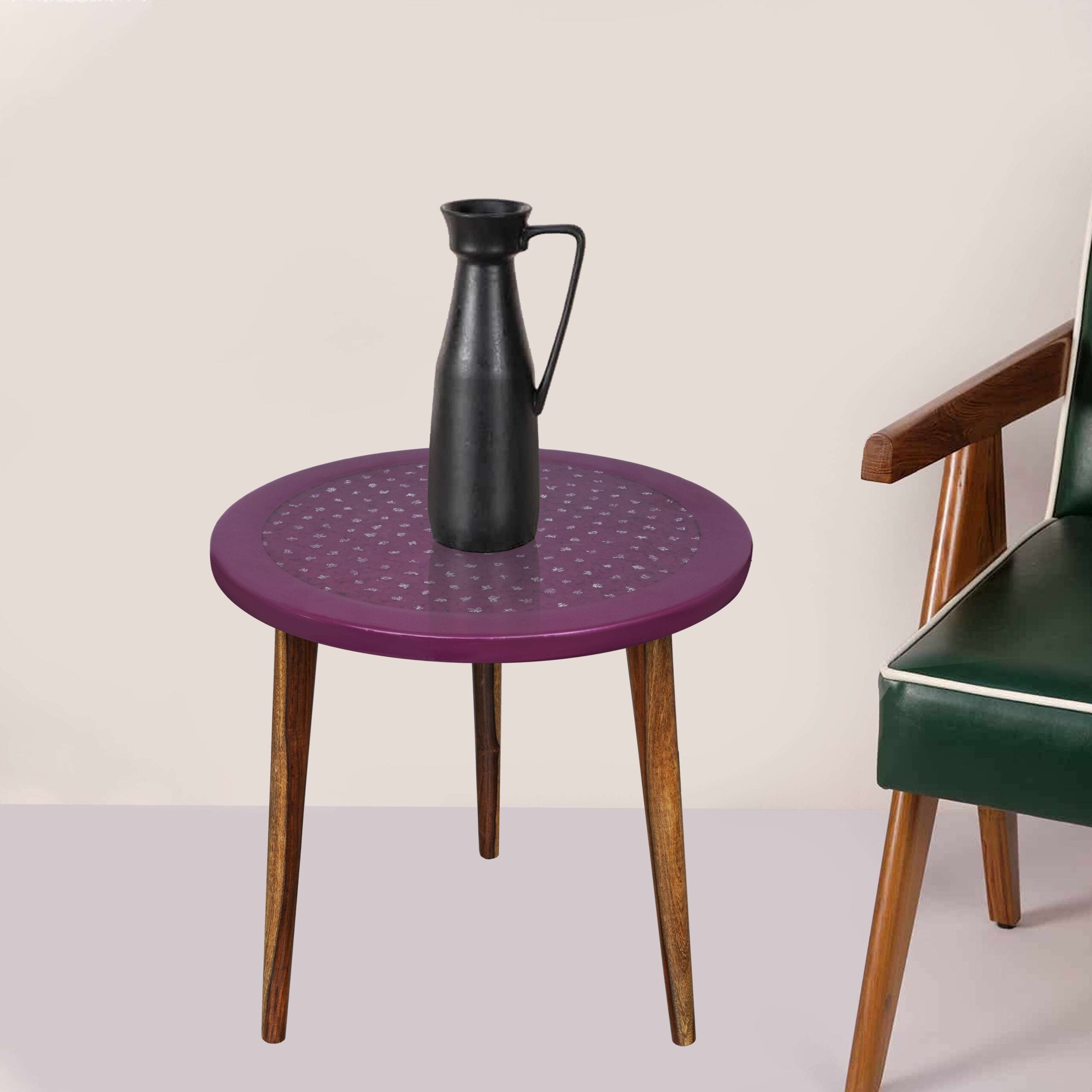 Wooden Round Side Table | Epoxy End Table | Coffee Table | Mid Century Modern Resine | Living Room Furnitur