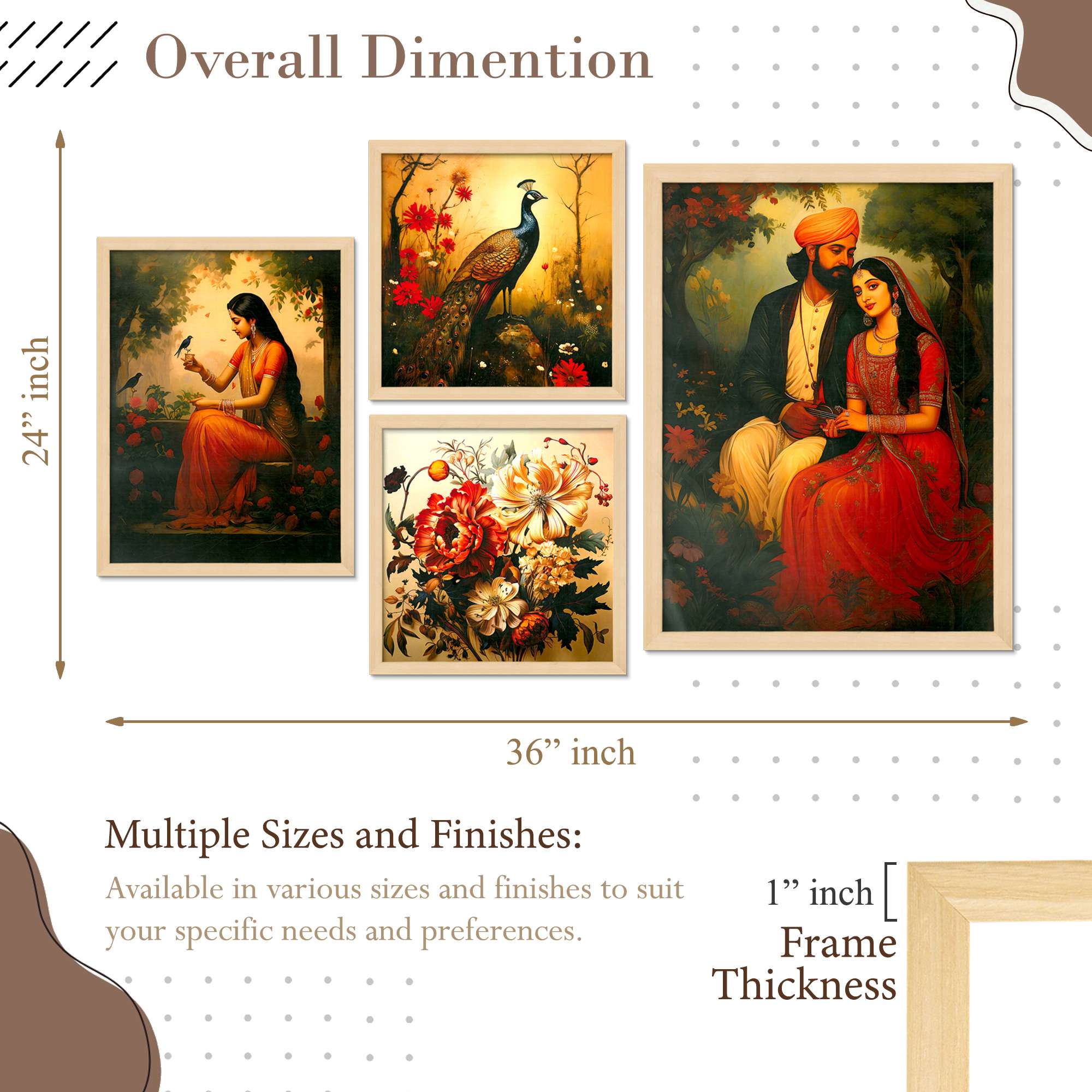 SET OF 4 DIGITAL WALL PAINTING