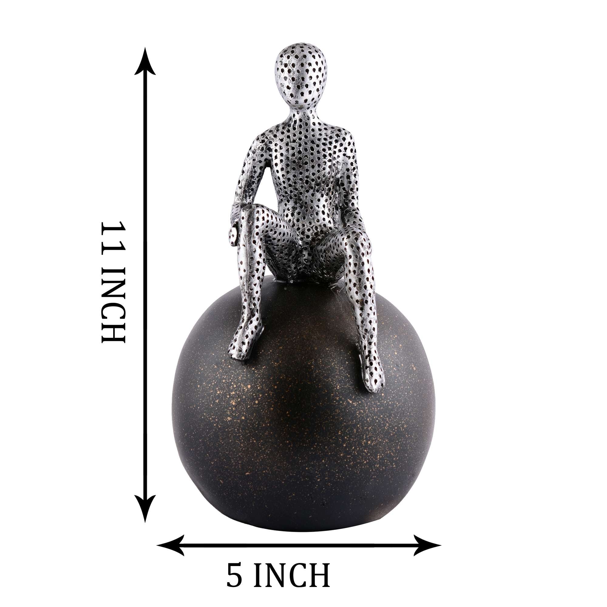 Men Sitting on Ball Showpiece for Home Decor Showpiece, Atlas Sculpture for Office Table Décor multicolour