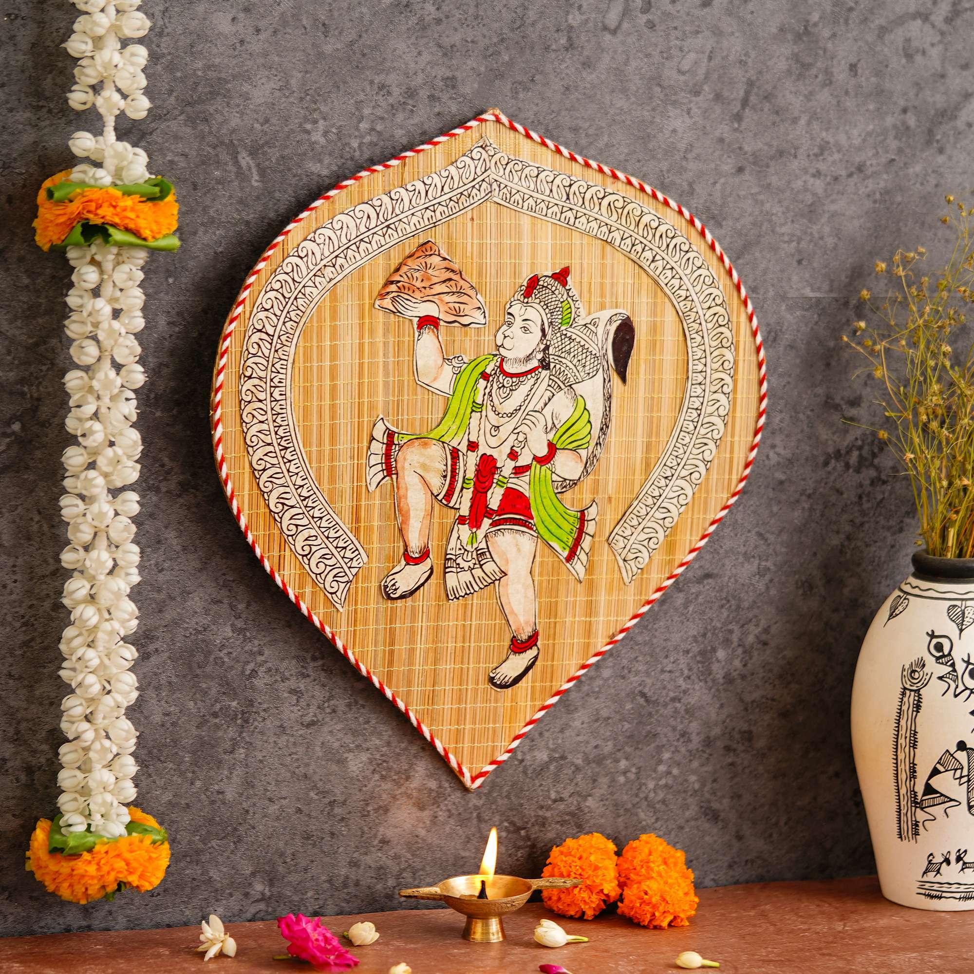 Bamboo Hand Crafted Leaf Design Wall Hangings Of Hanuman Ji For Home Decor | Bamboo Art For Wall Decor