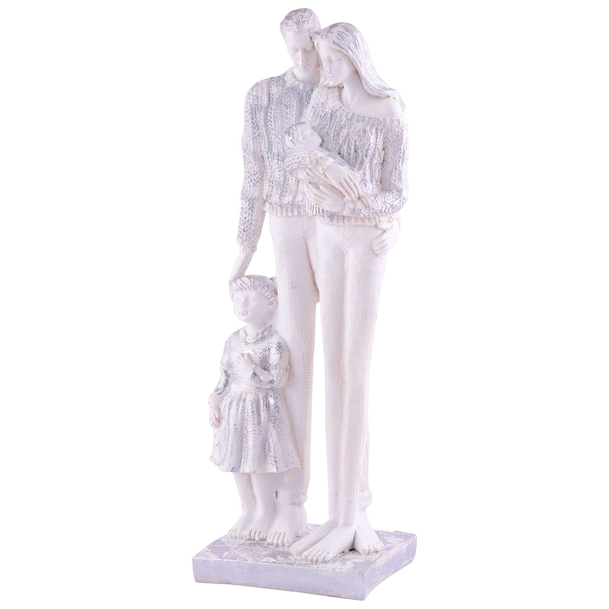 MOTHER and Father with Child girl faimily Love golden white Statue showpiece for Home Decor and Gifting