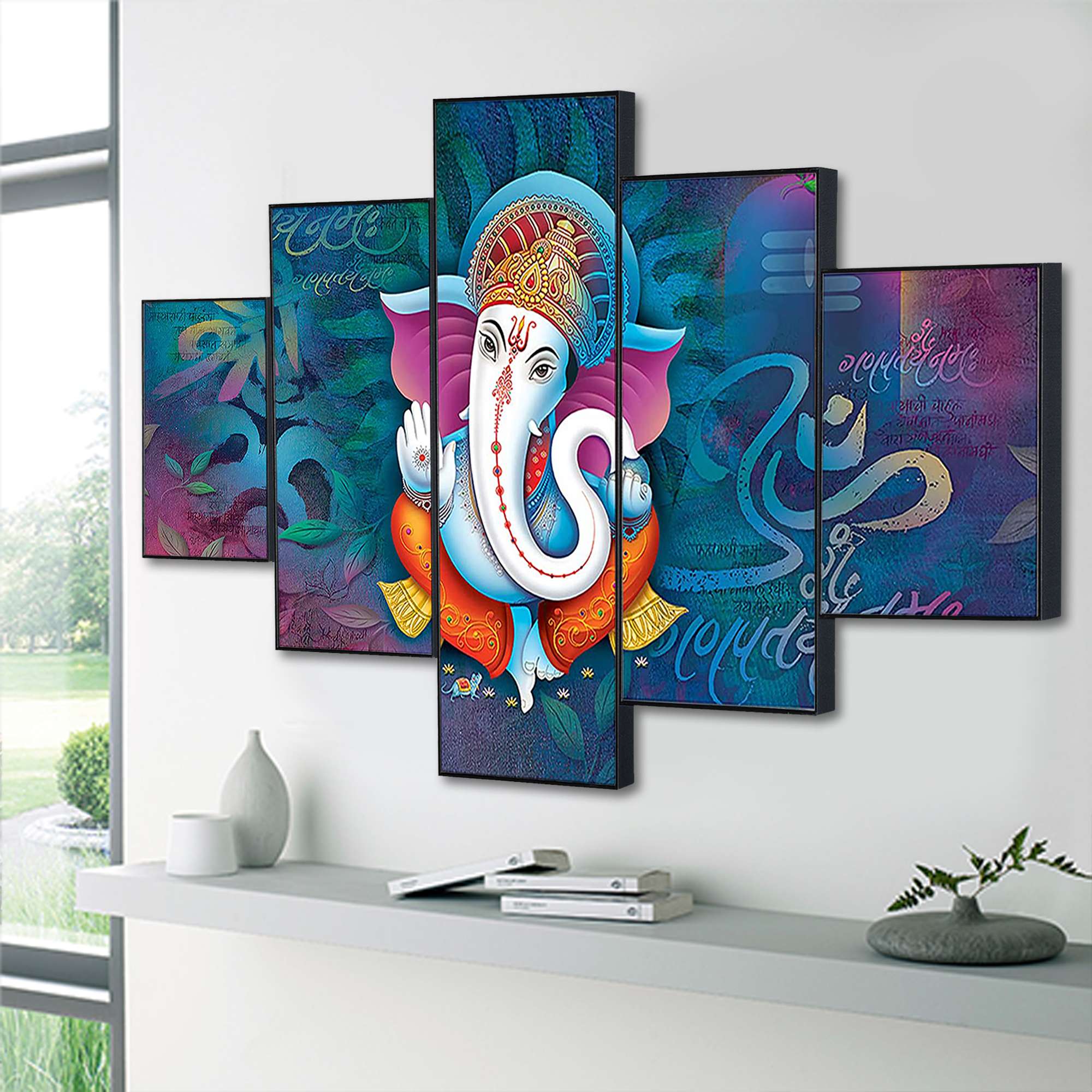 Set Of Five Framed Digital Wall Painting