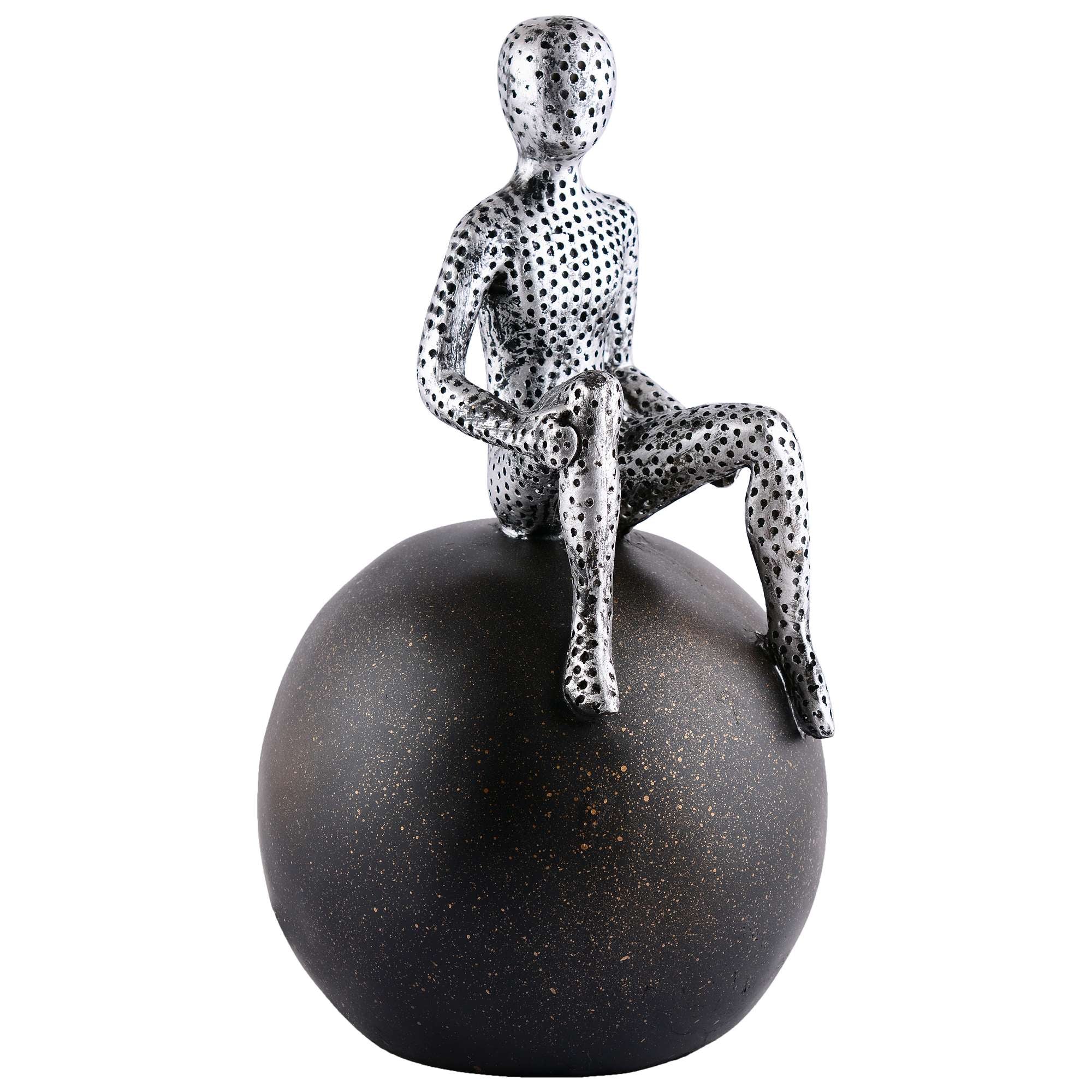Men Sitting on Ball Showpiece for Home Decor Showpiece, Atlas Sculpture for Office Table Décor multicolour