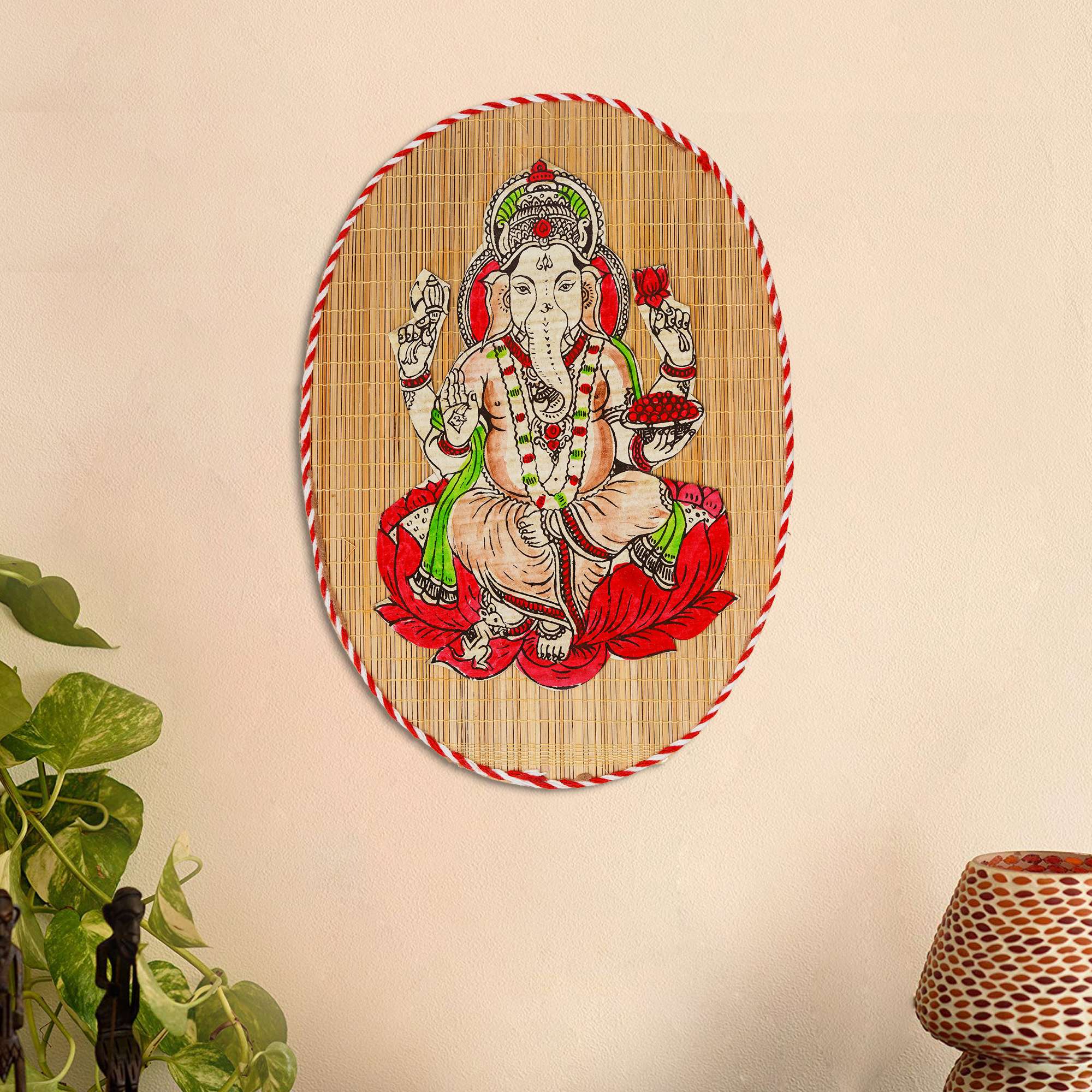 Bamboo Hand Crafted Wall Hangings Of Ganesh Ji For Home Decor | Ideal Gifts For Wedding And Festival