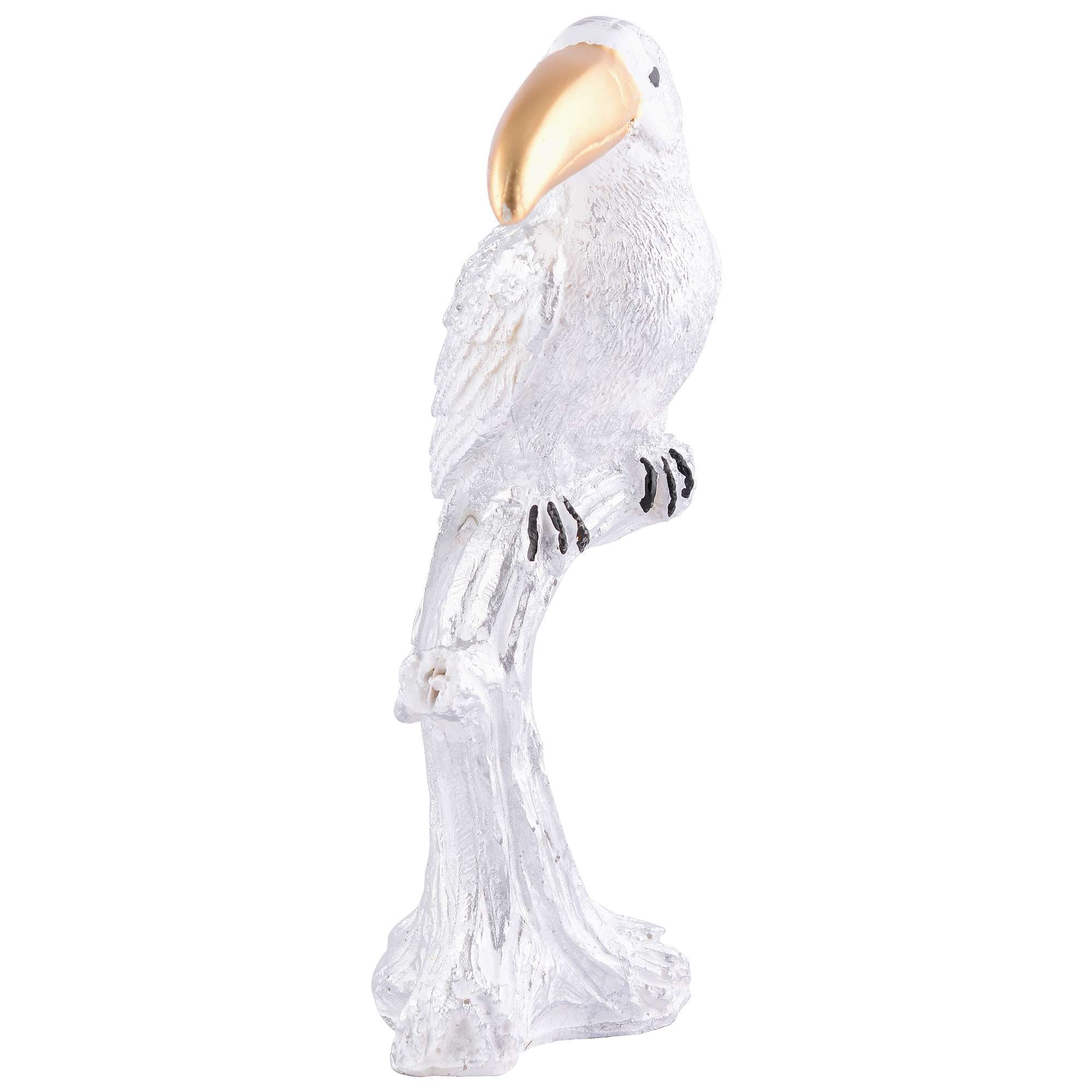 Decorative White Resin Parrot Showpiece for Home Decor, Living Room, Table Decoration for Gifting