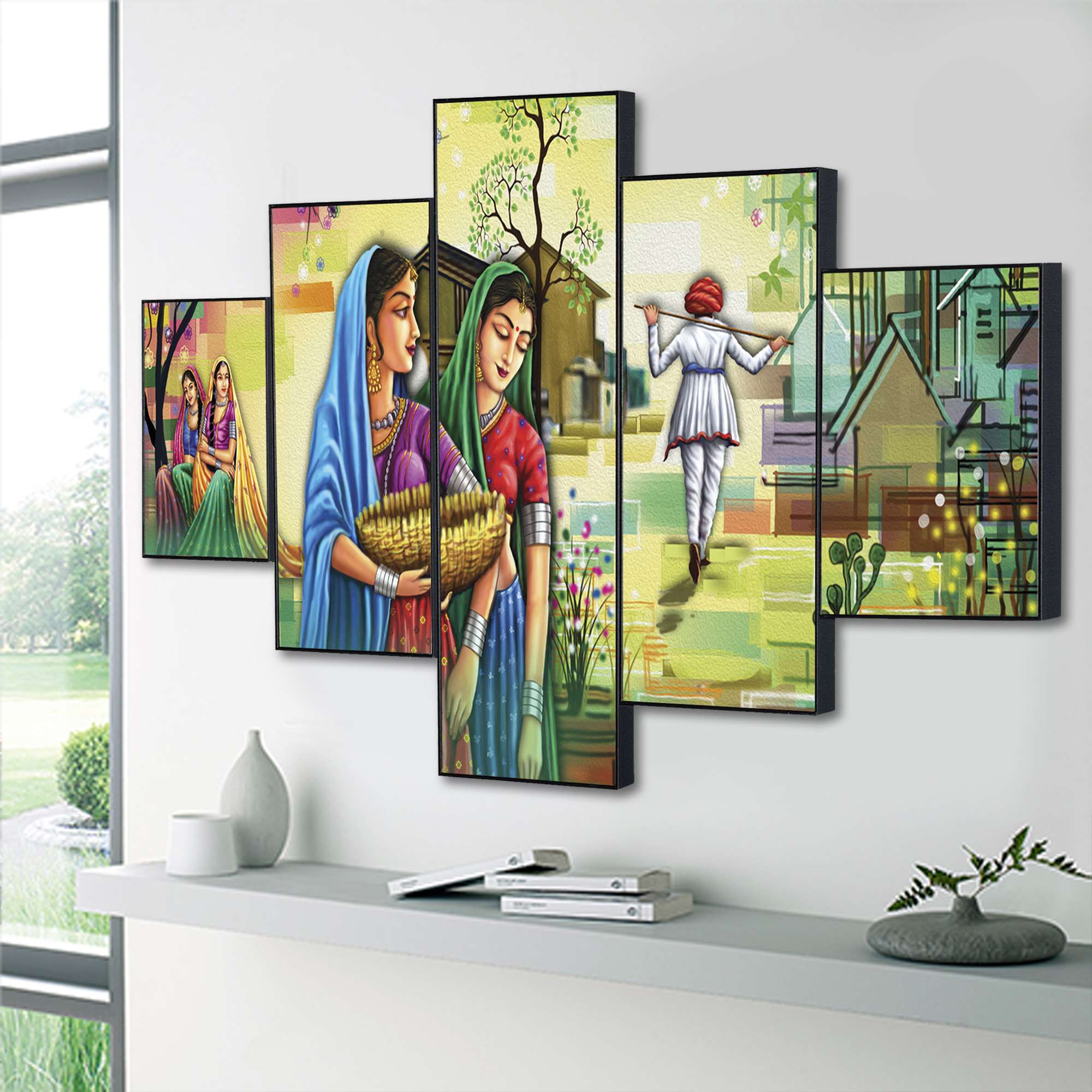 Set Of Five Framed Digital Wall Painting