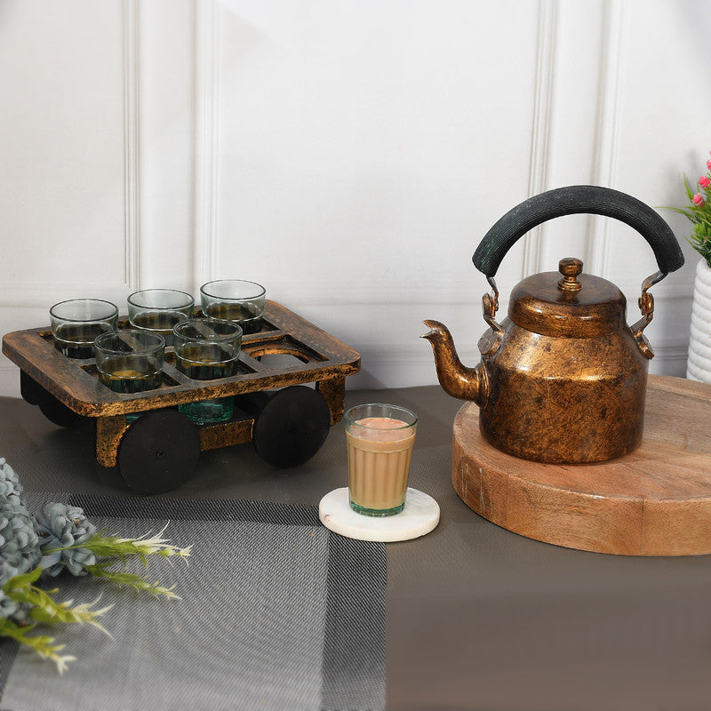 ALUMINIUM TEA KETTLE WITH 6 GLASS