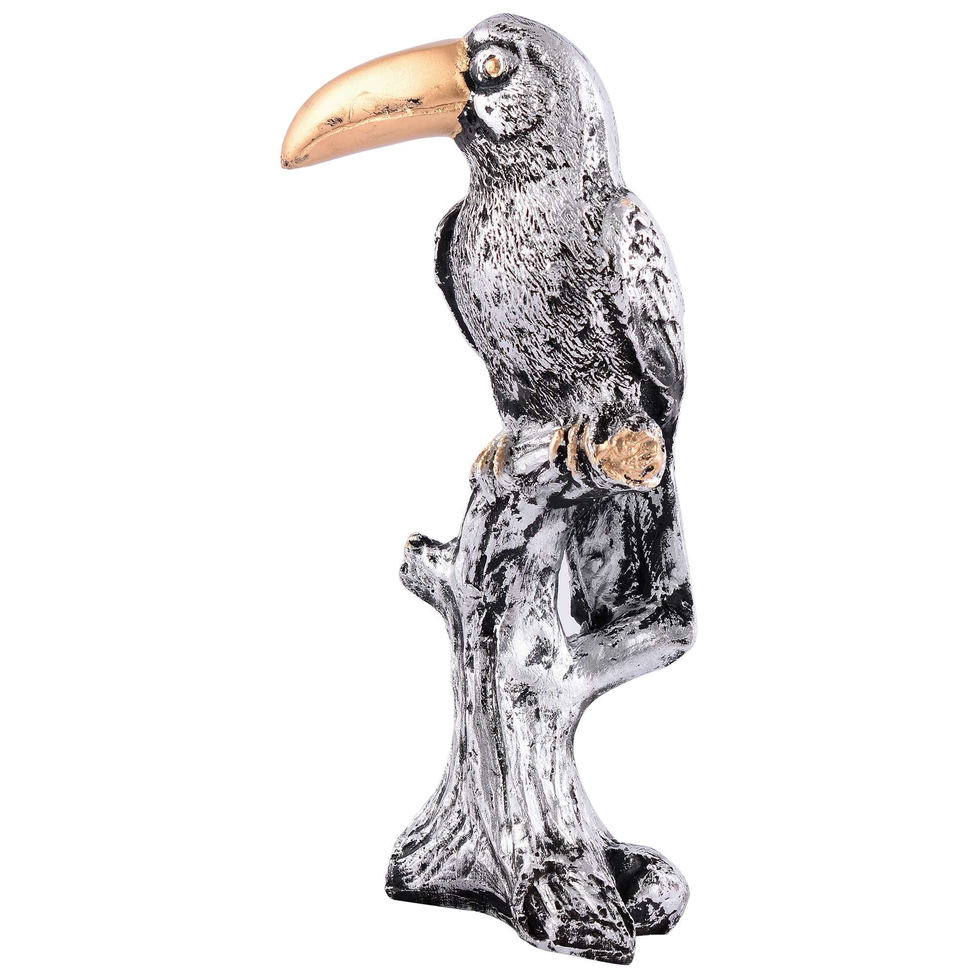 Decorative Silver Resin Parrot Showpiece for Home Decor, Living Room, Table Decoration for Gifting