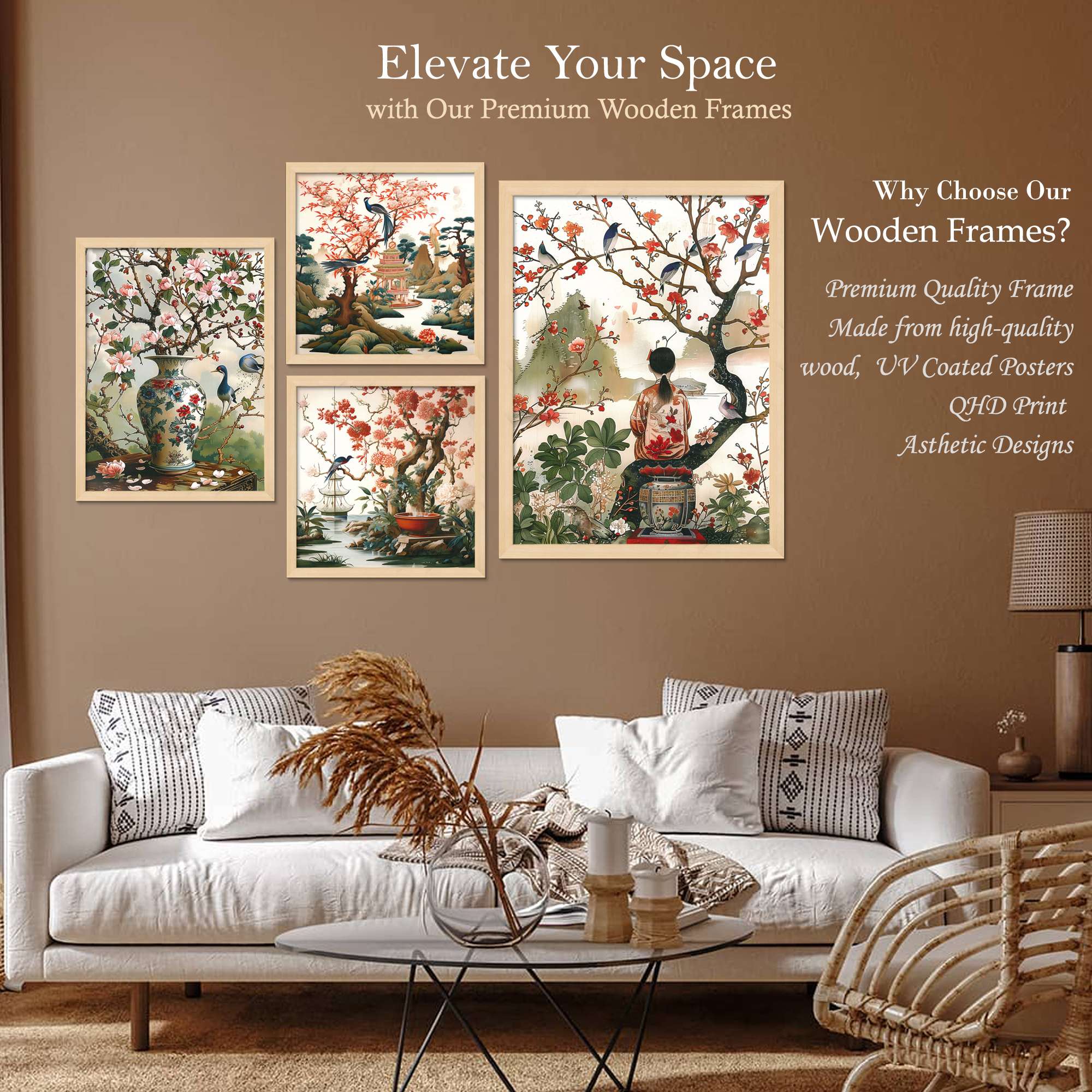 SET OF 4 DIGITAL WALL PAINTING