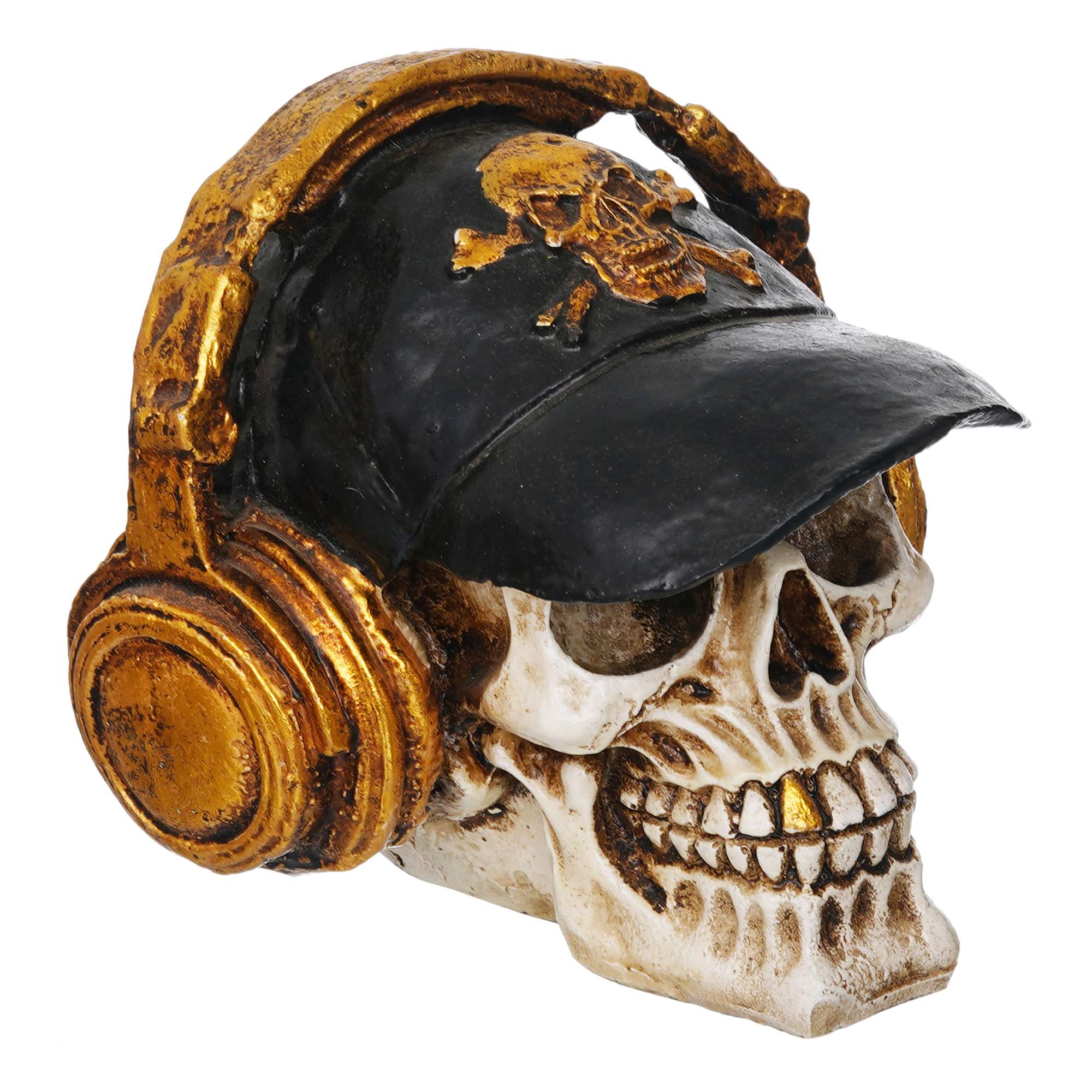 India Resin Craft Statues for Decoration Skull Wearing Headphones Music Bar Decoration Creative Skull.