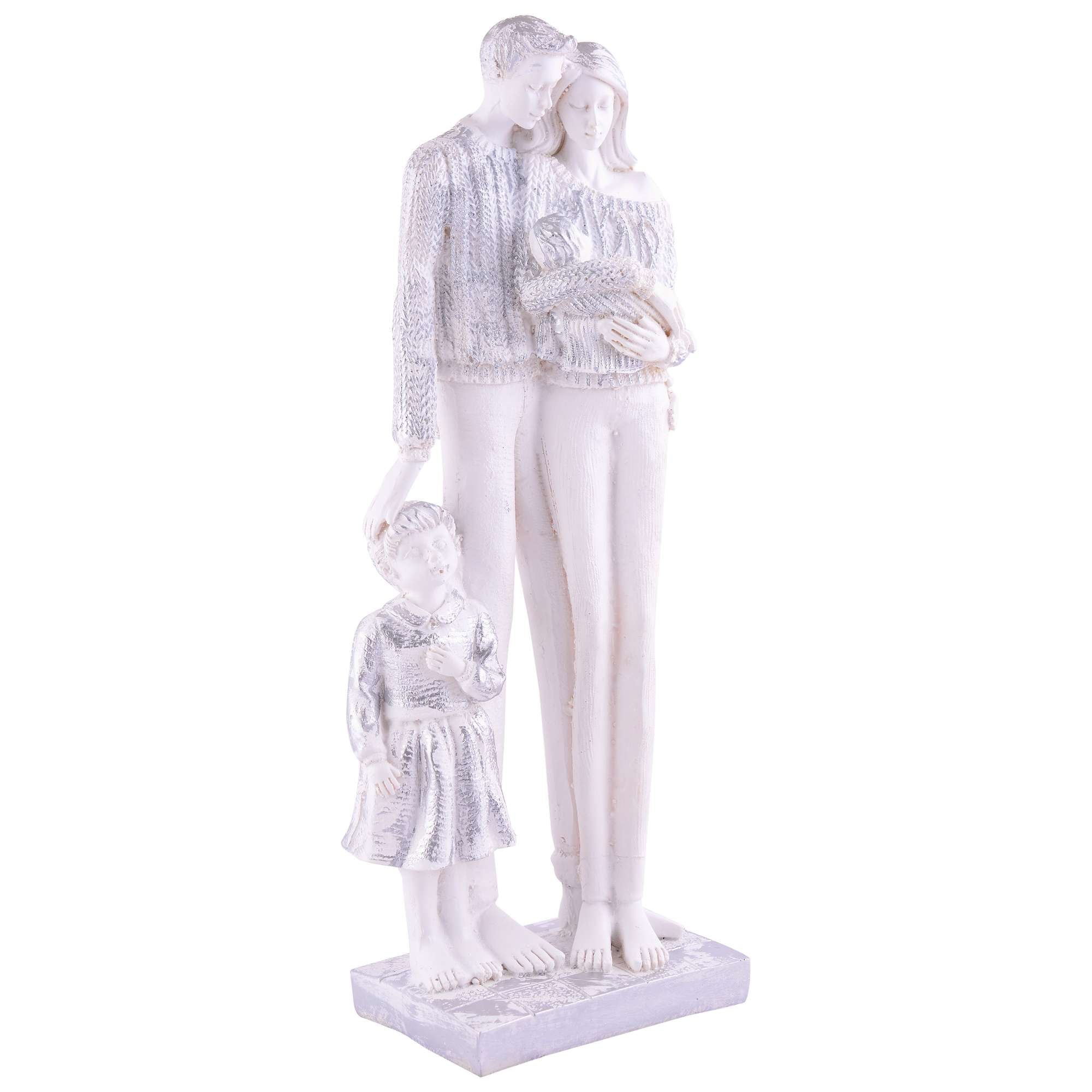 MOTHER and Father with Child girl faimily Love golden white Statue showpiece for Home Decor and Gifting