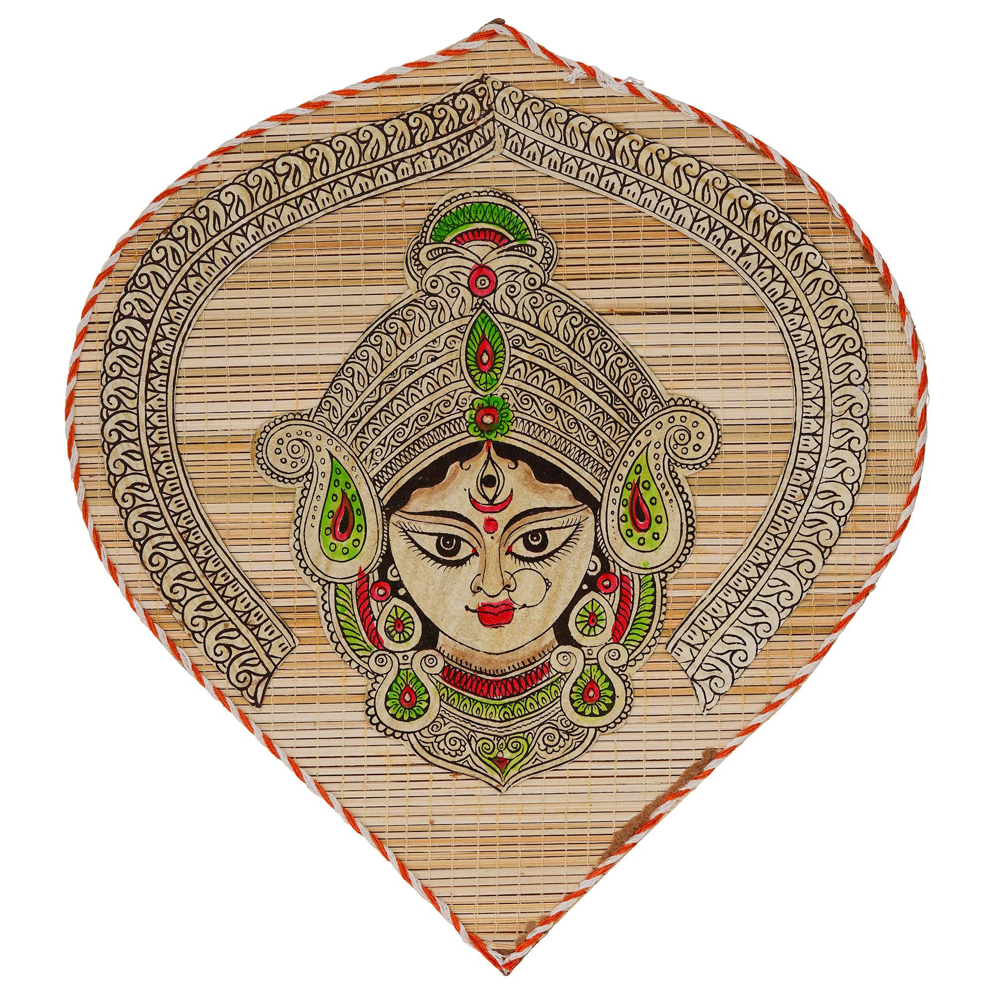 Bamboo Hand Crafted Leaf Design Wall Hangings Of Durga Ji For Home Decor | Bamboo Art For Wall Decor