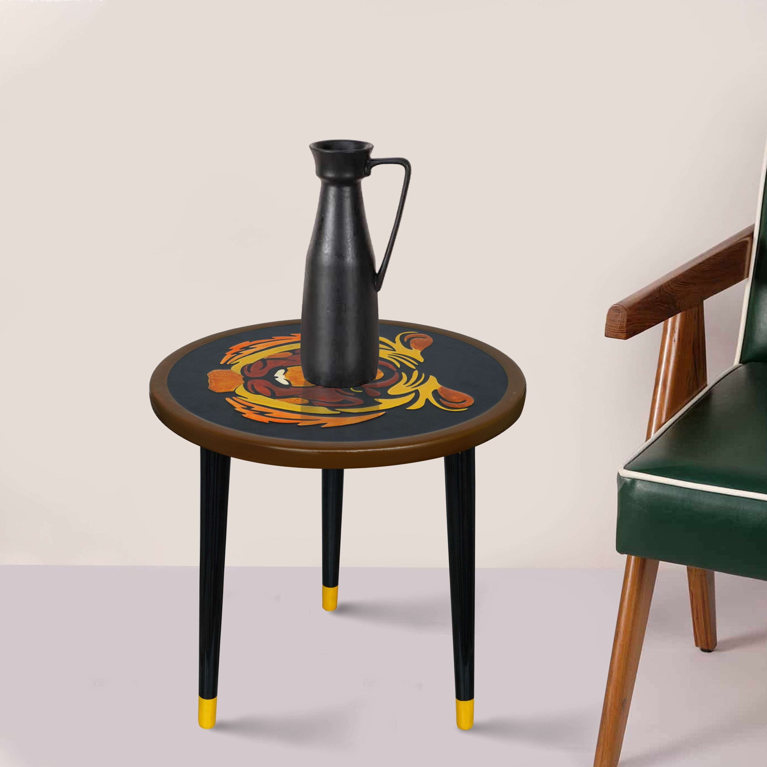 Wooden Round Side Table | Epoxy End Table | Coffee Table | Mid Century Modern Resine | Living Room Furnitur