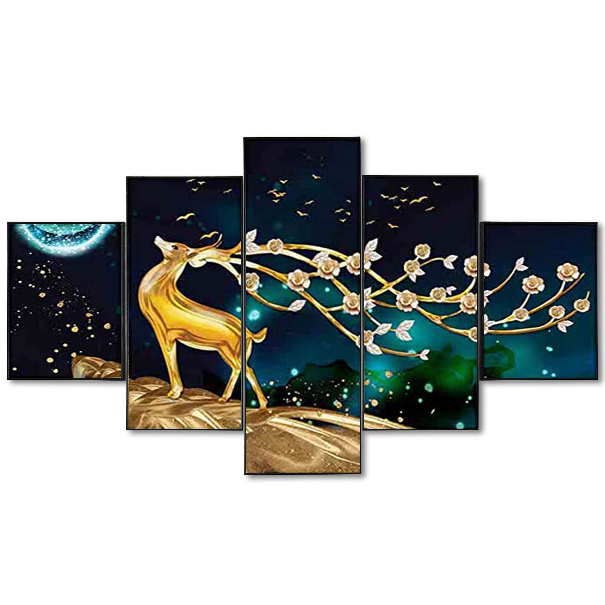 Set Of Five Framed Digital Wall Painting