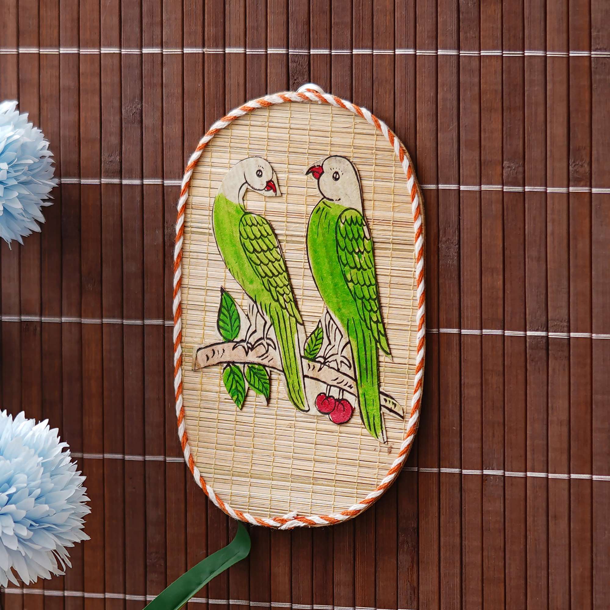 Parrot Couple Bamboo Art For Home Decor | Bamboo Art For Bird's Lovers