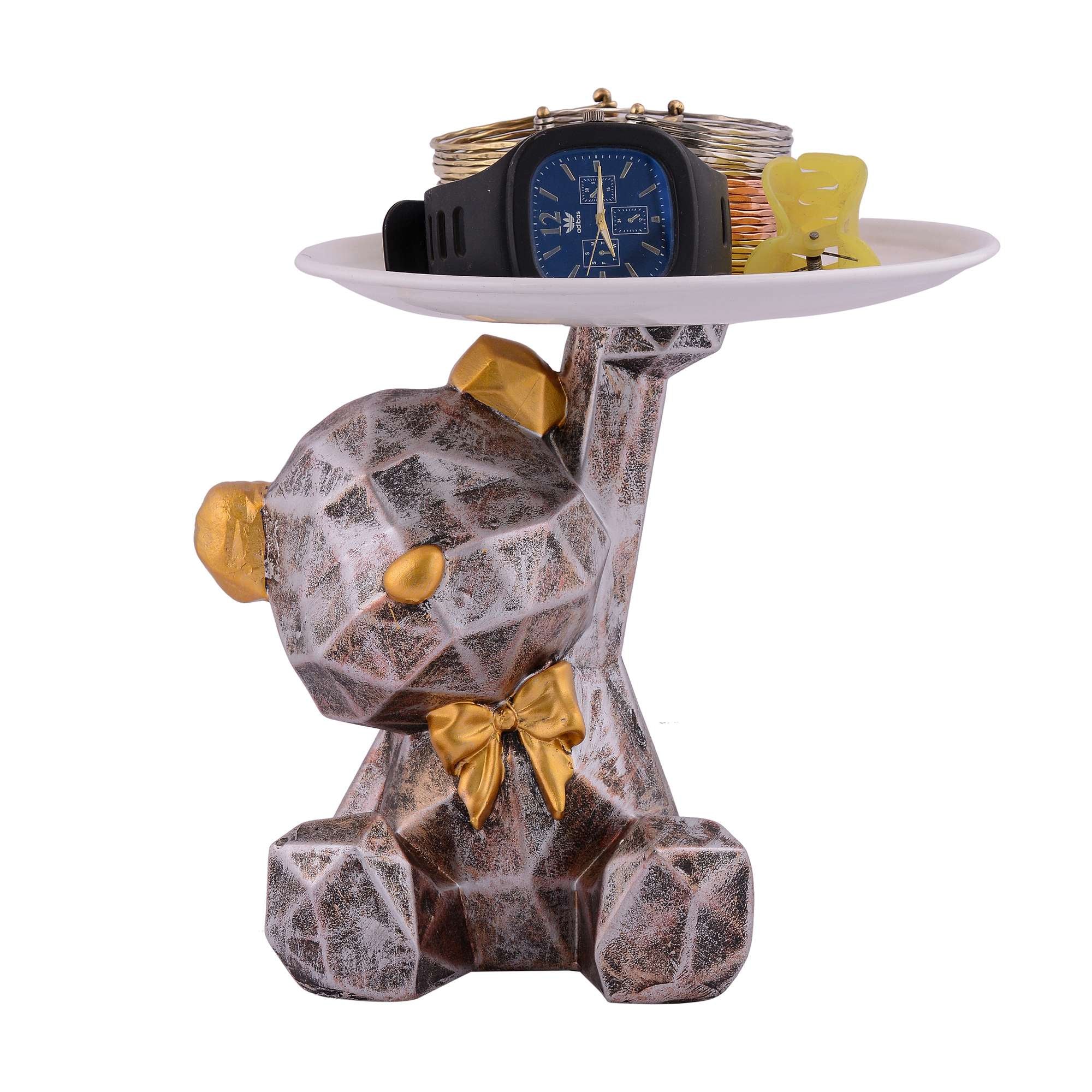 Cool Taddy Bear Showpiece for Home Decorative Showpiece | Taddy Bear with Paltter Statue for Home Decor Showpiece | Home Kitchen Decor | Office Decorative Item -11