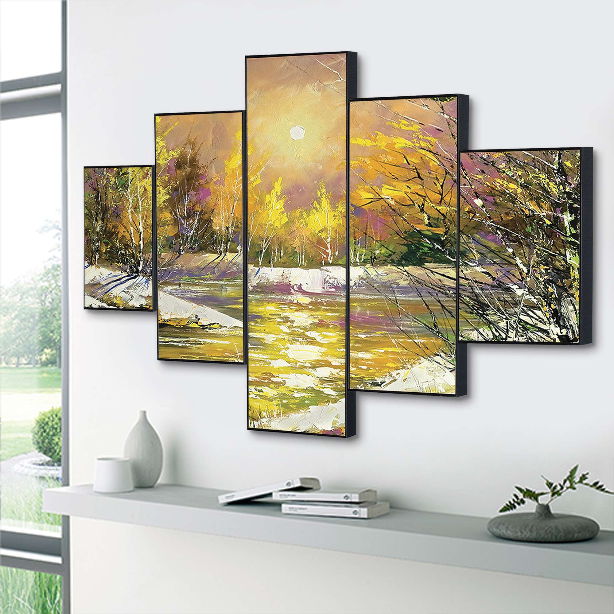 Set Of Five Framed Digital Wall Painting
