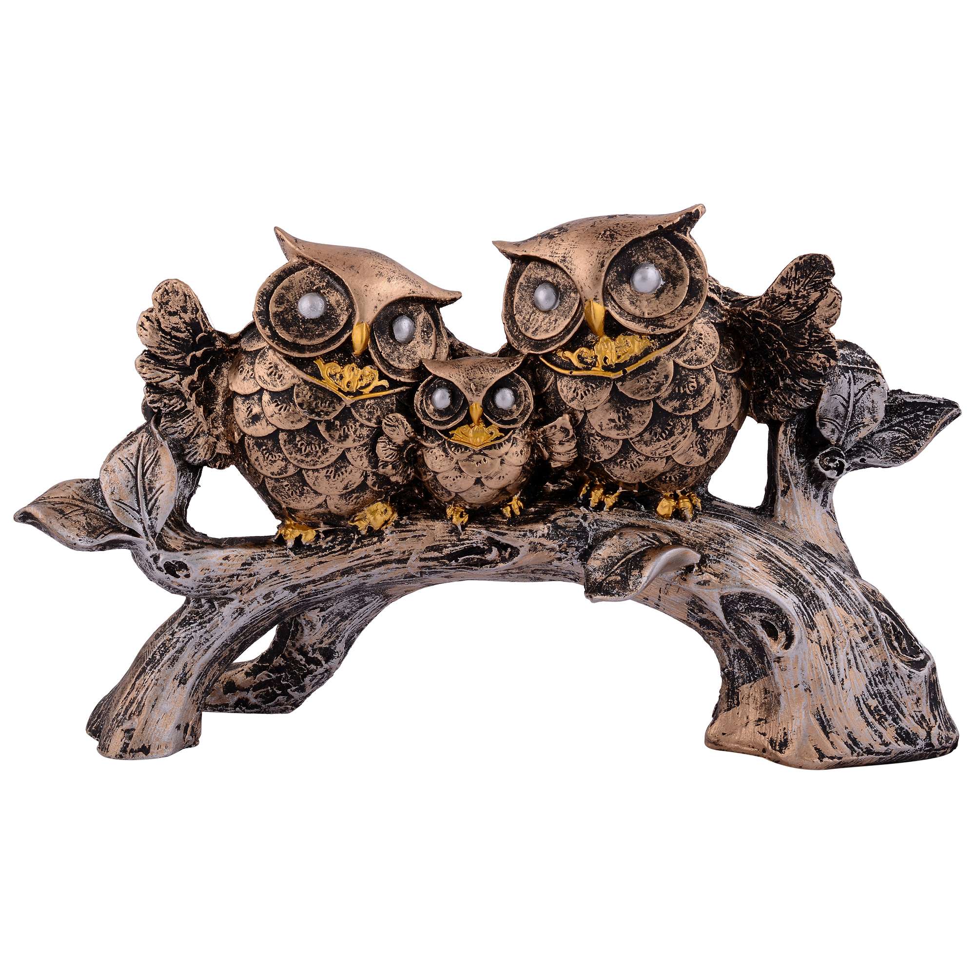 Owl Family Sitting on Tree Decorative Bird Showpieces Statue for Home Decor Living Room Bedroom Wall Shelf Table Top Garden Decoration Items -4
