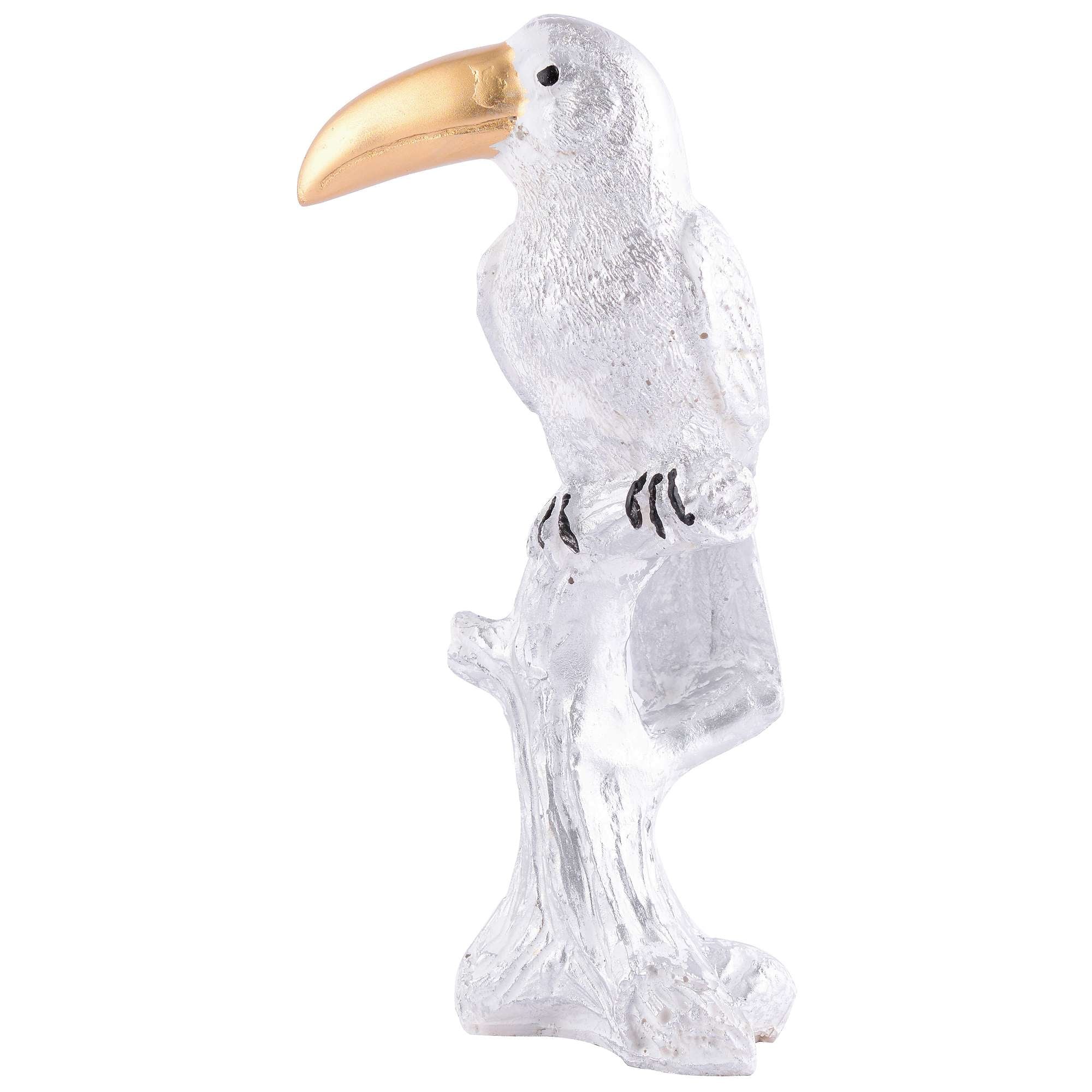 Decorative White Resin Parrot Showpiece for Home Decor, Living Room, Table Decoration for Gifting