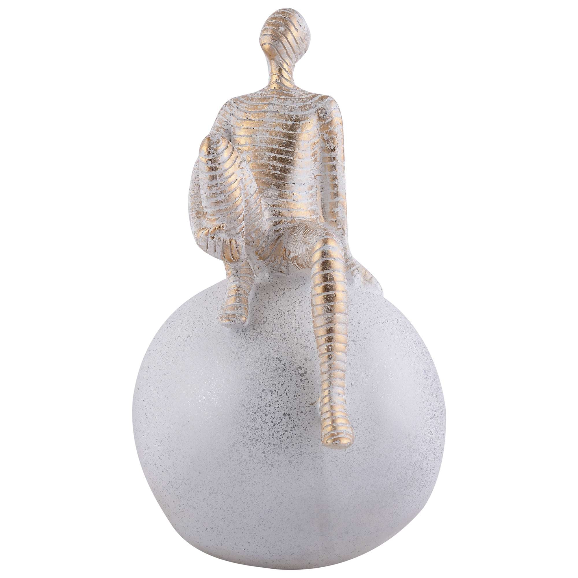 Men Sitting on Ball Showpiece for Home Decor Showpiece, Atlas Sculpture for Office Table Décor multicolour