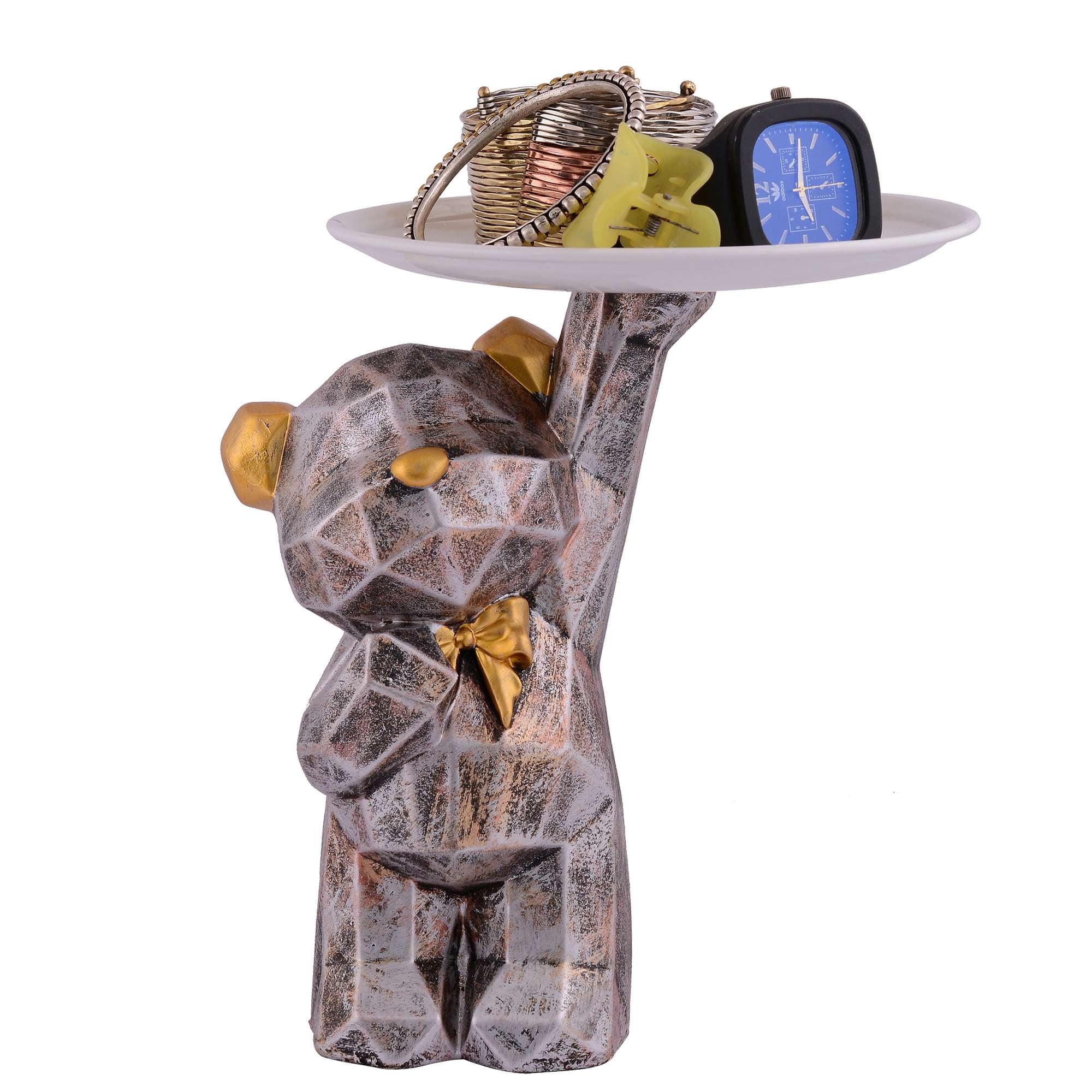 Cool Taddy Bear Showpiece for Home Decorative Showpiece | Taddy Bear with Paltter Statue for Home Decor Showpiece | Home Kitchen Decor | Office Decorative Item -12