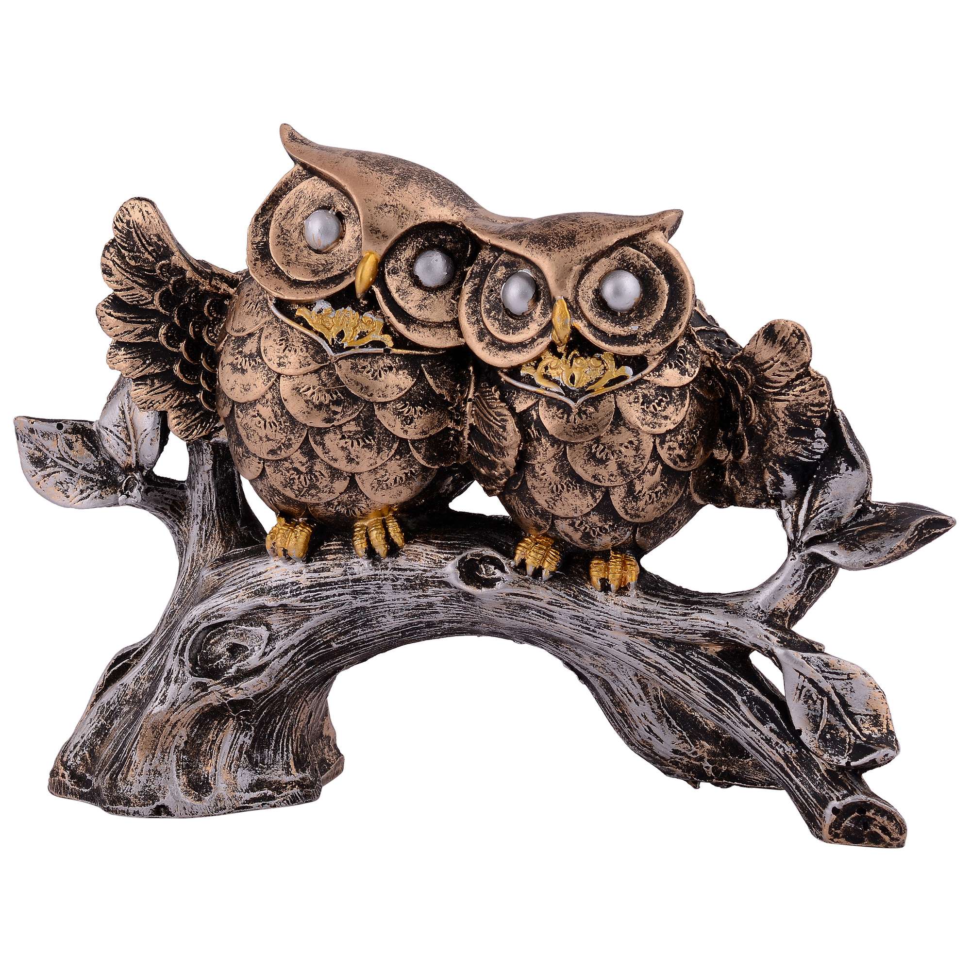 Owl Family Sitting on Tree Decorative Bird Showpieces Statue for Home Decor Living Room Bedroom Wall Shelf Table Top Garden Decoration Items -2