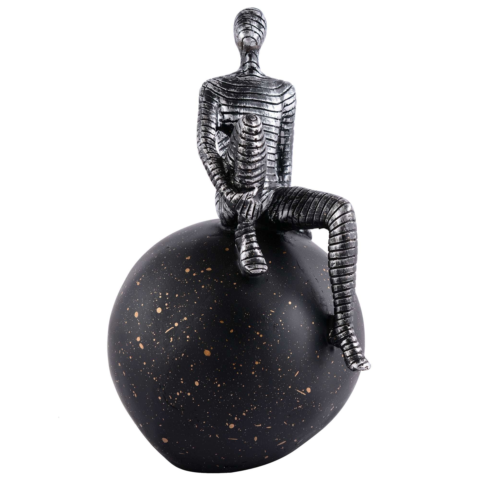 Men Sitting on Ball Showpiece for Home Decor Showpiece, Atlas Sculpture for Office Table Décor multicolour