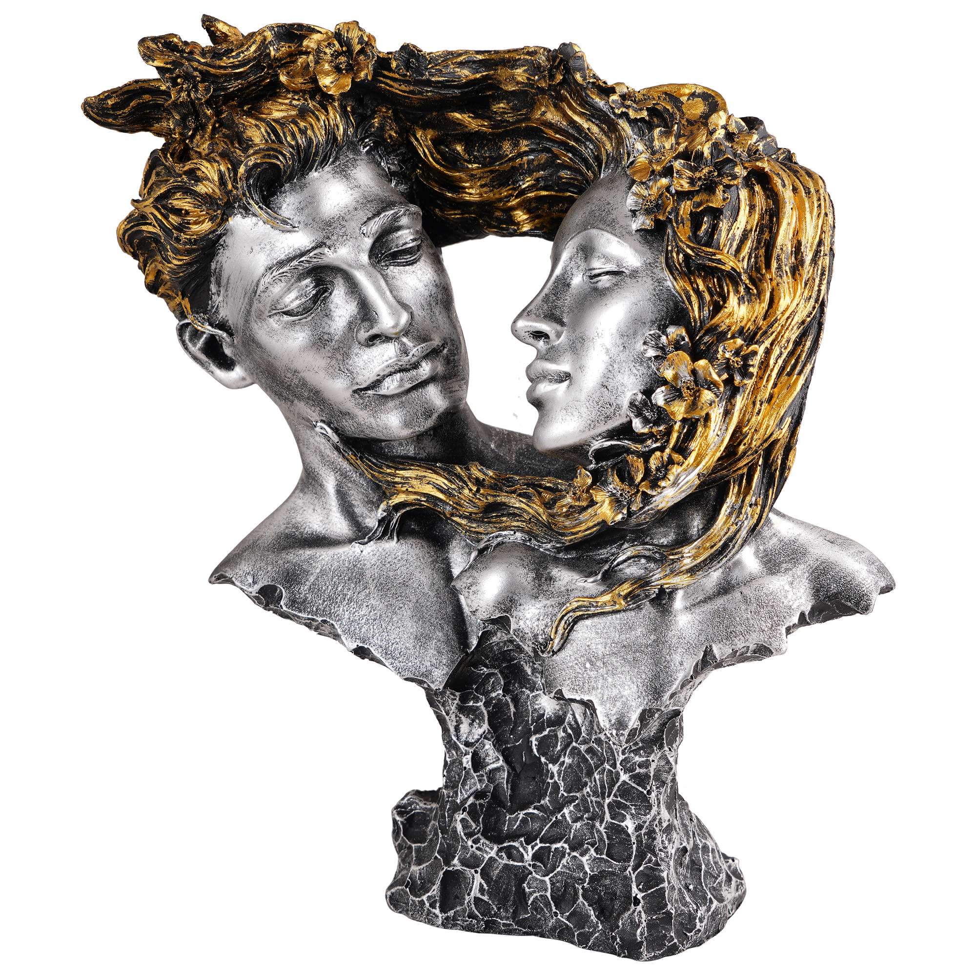 Love Couple Face Statue silver and golden Showpiece for Home Decor  Valentine Day Gift | Resin Decorative Showpiece  showpiece