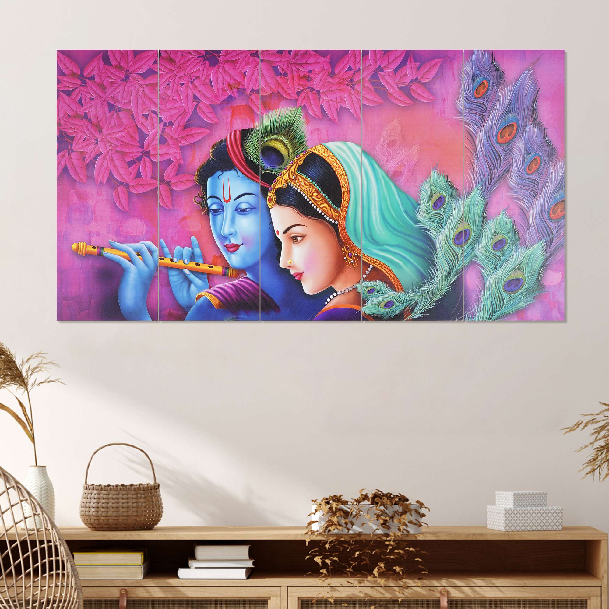 Set Of 5 Wooden Framed Wall Paintings