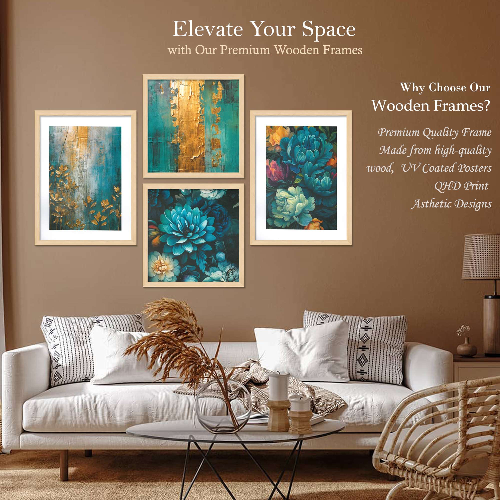 SET OF 4 DIGITAL WALL PAINTING