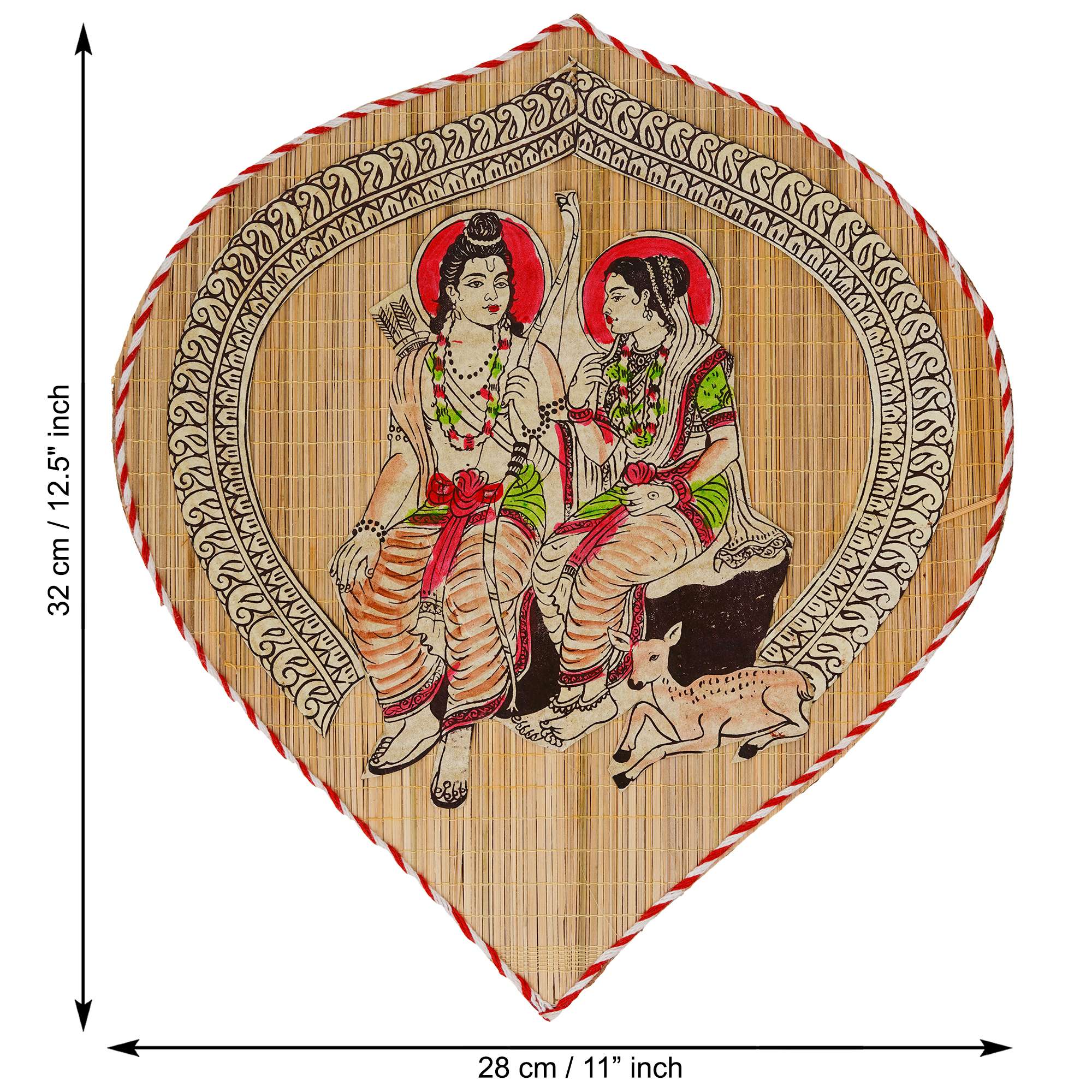 Bamboo Hand Crafted Leaf Design Wall Hangings Of Shri Ram Ji With Janaki Ji For Home Decor | Bamboo Art For Wall Decor