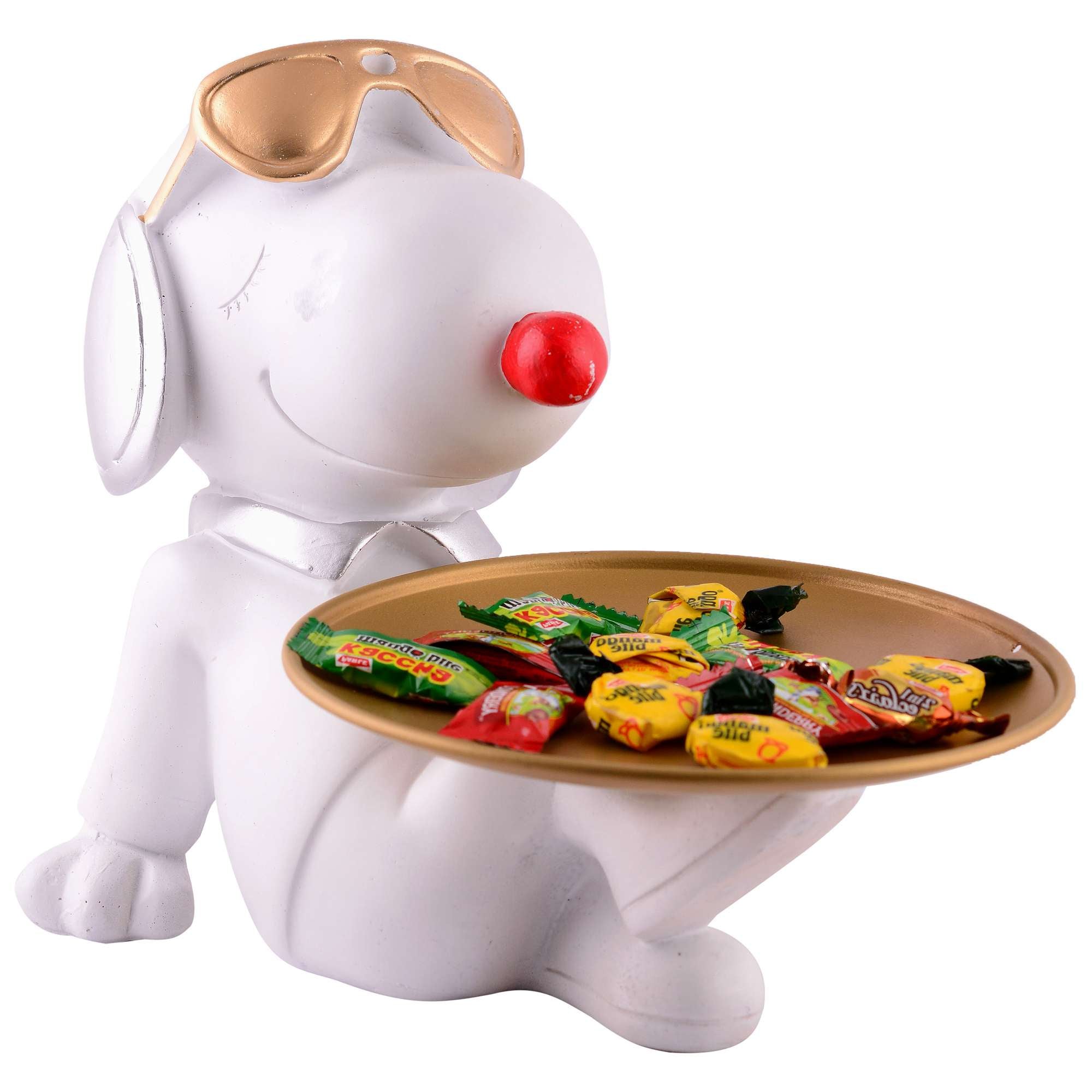 Decorative White Resin Dog Showpiece for Home Decor, Living Room, Table Decoration for Gifting 8 Inches