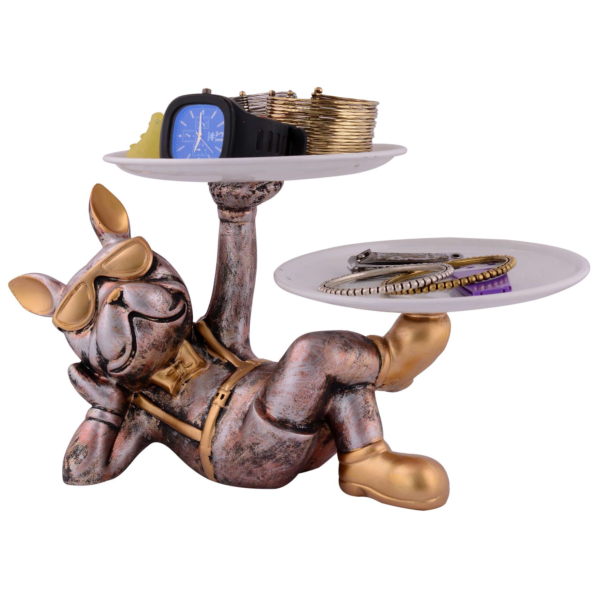 Cool Dog Showpiece with Plate for Home Dcor Item | Kitchen,Bedroom,Office,Dinning Table Decorative Item