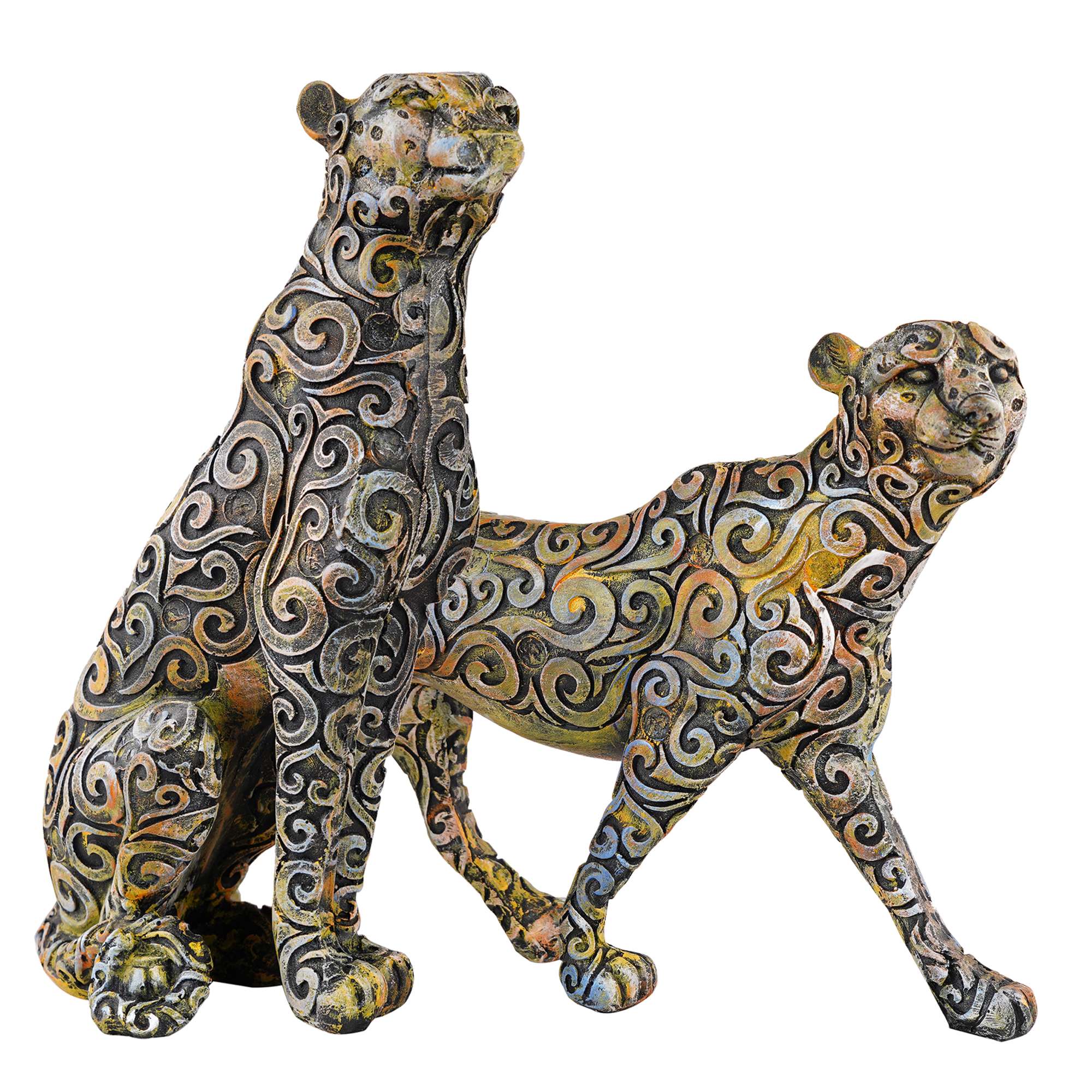 Panther Animal Showpiece Antique Sculpture for Home Decor Showpiece Figurine (Set Of 2) -3