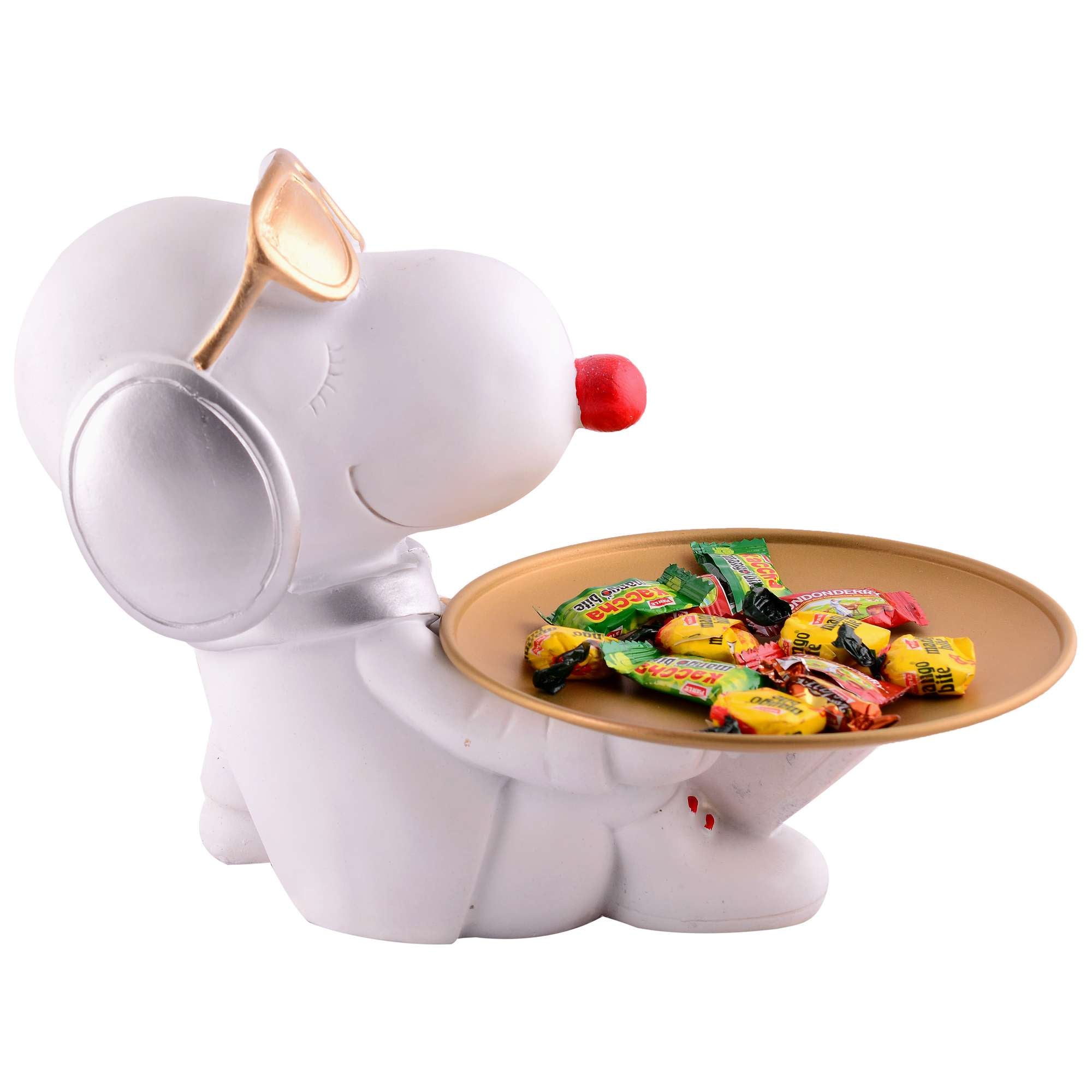 Decorative White Resin Dog Showpiece for Home Decor, Living Room, Table Decoration for Gifting 8 Inches