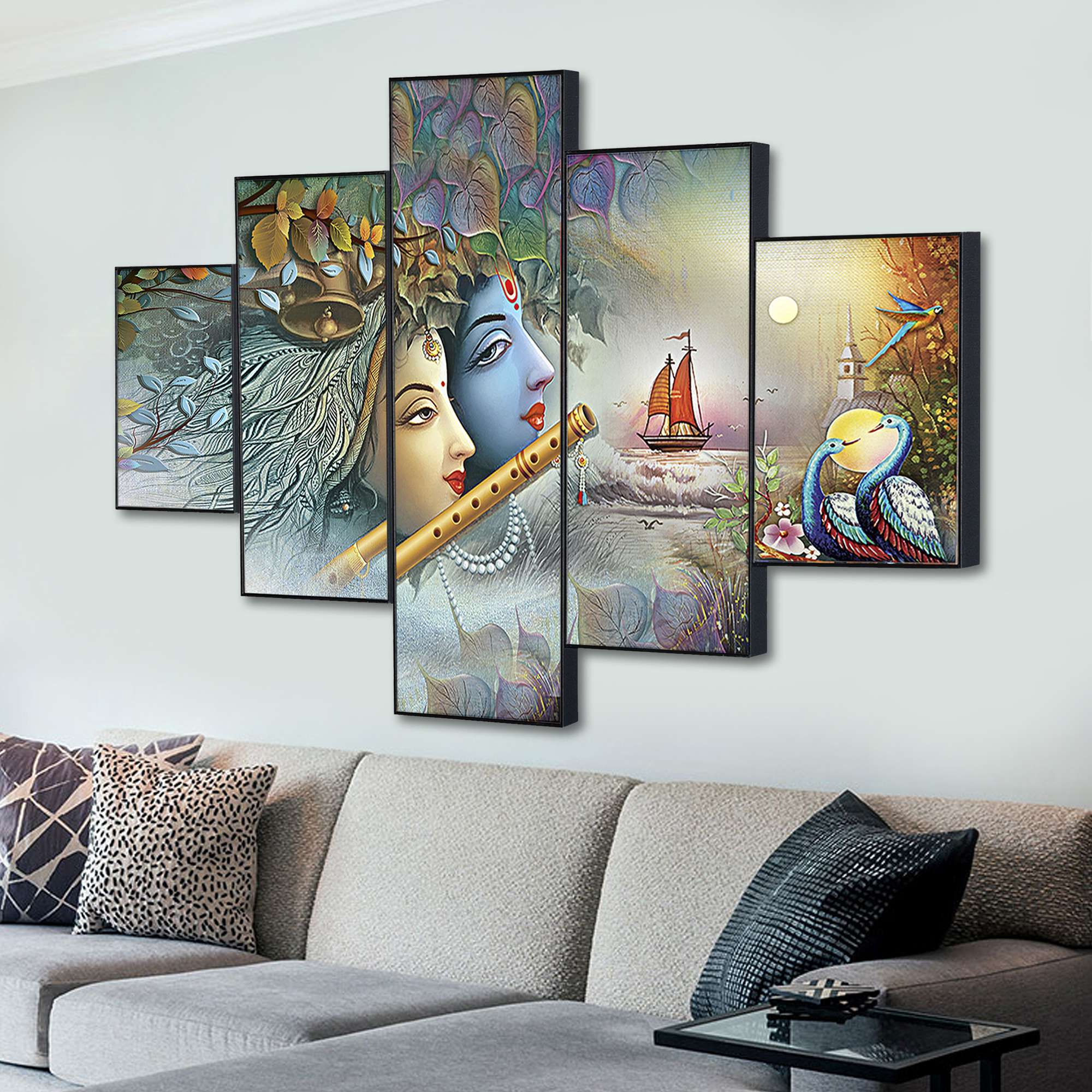 Set Of Five Framed Digital Wall Painting