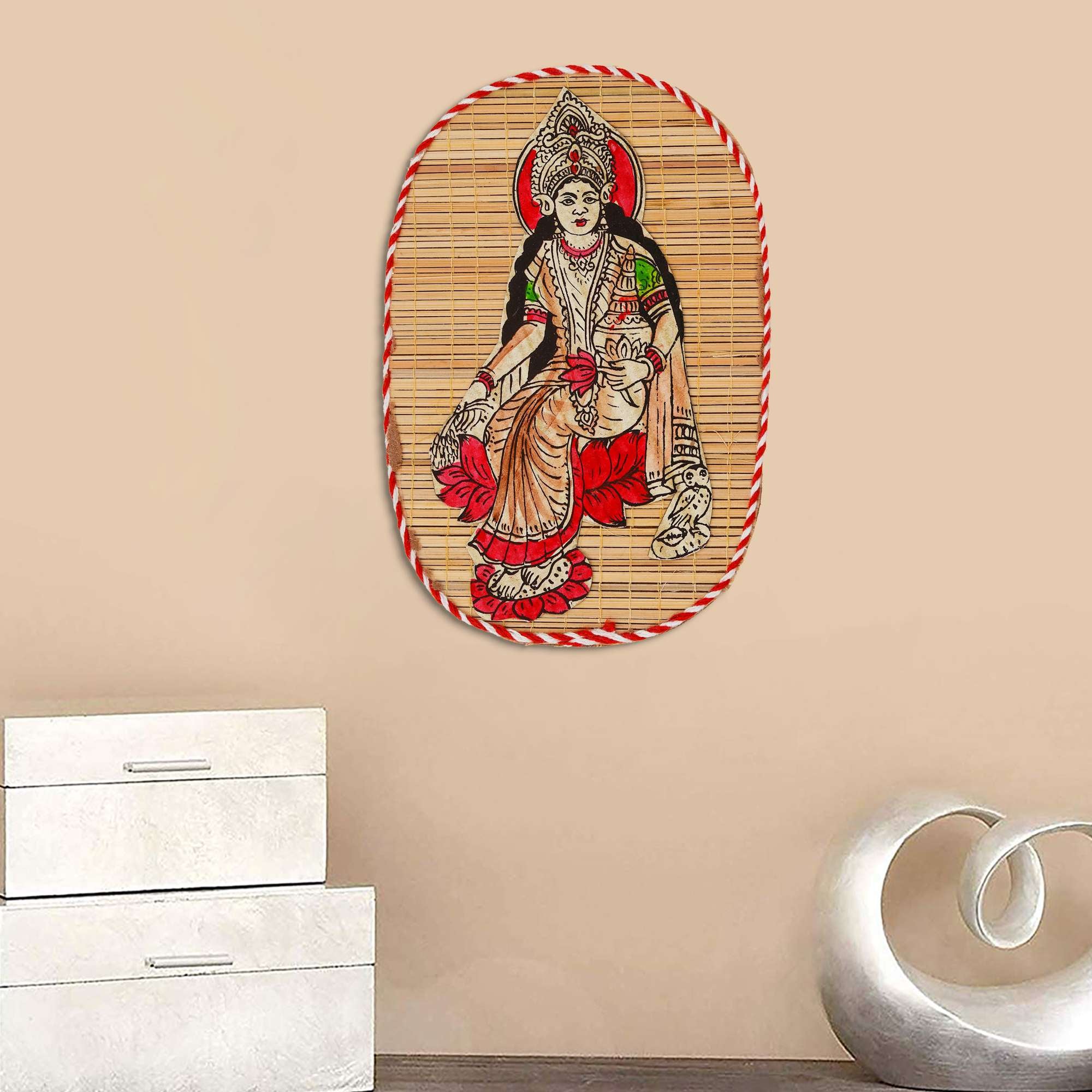 Bamboo Hand Crafted Wall Hangings Of Godess Laxmi Ji For Home Decor